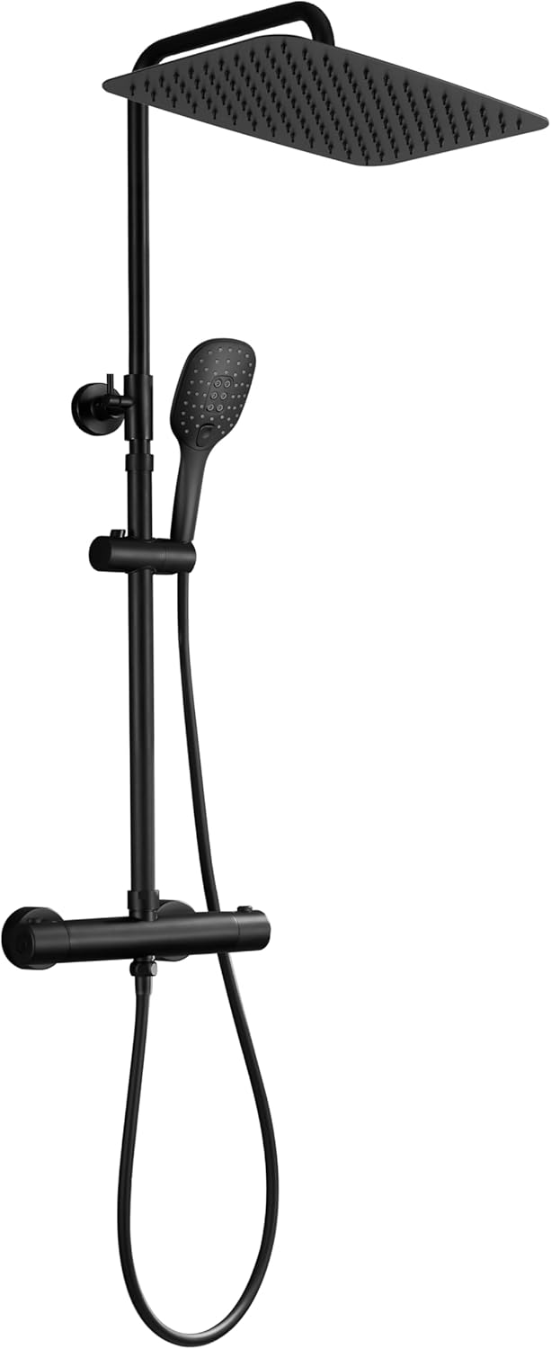 Joho Colonna Doccia con Miscelatore Termostatico, Nero - immagine 1