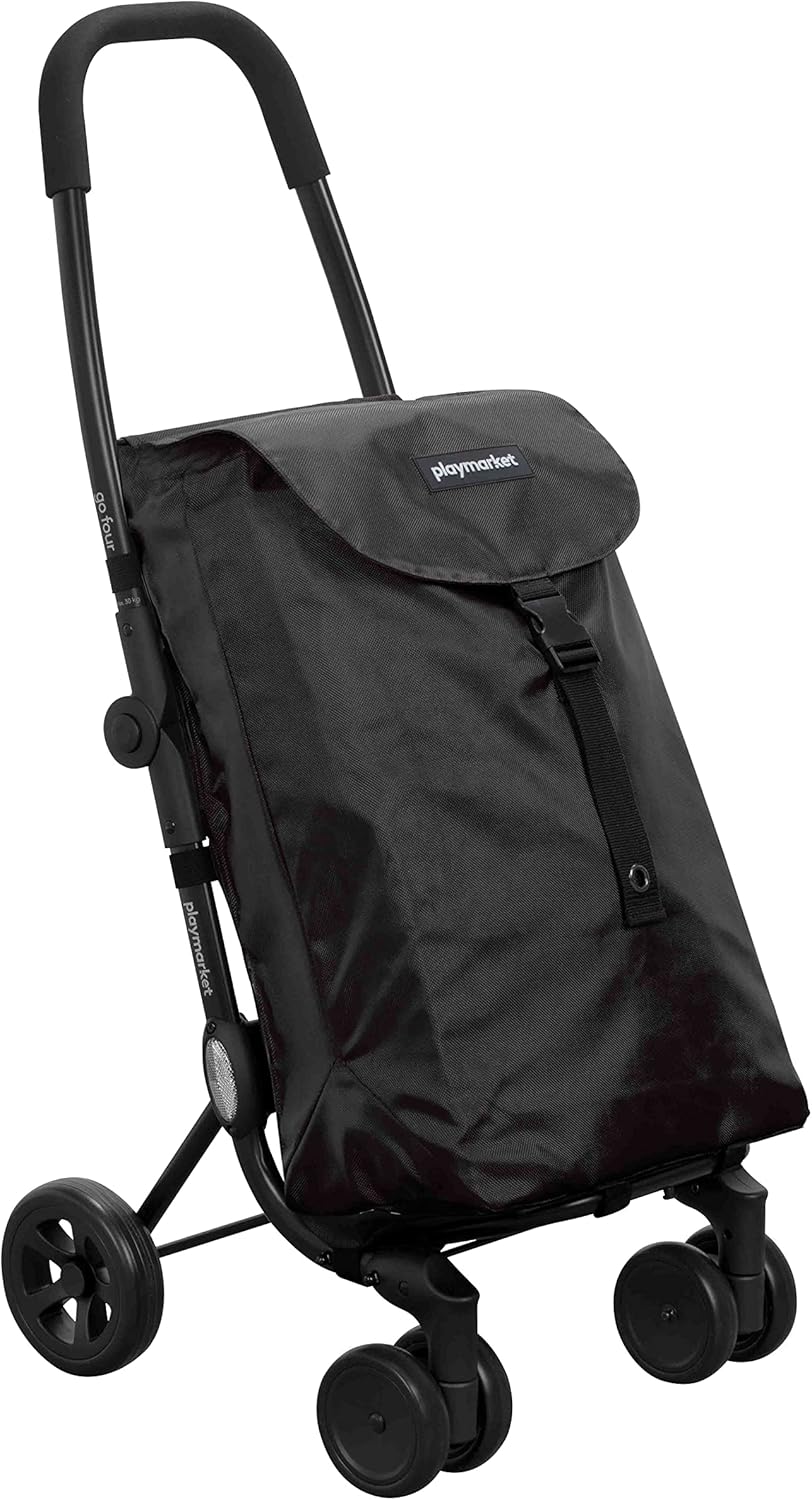 Playmarket Go Four - Carrello della Spesa Pieghevole, Nero