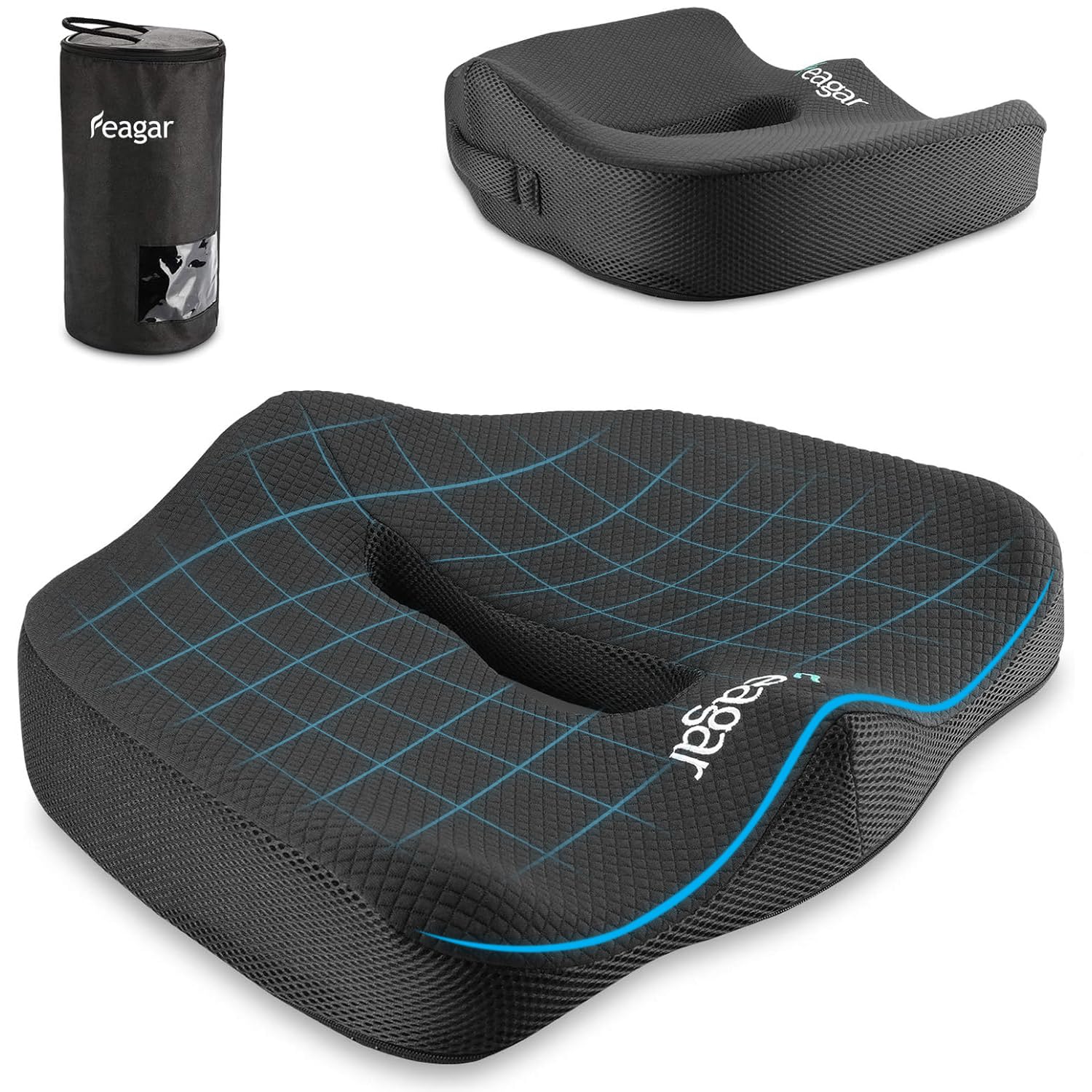 Feagar Cuscino Ergonomico in Memory Foam, Nero