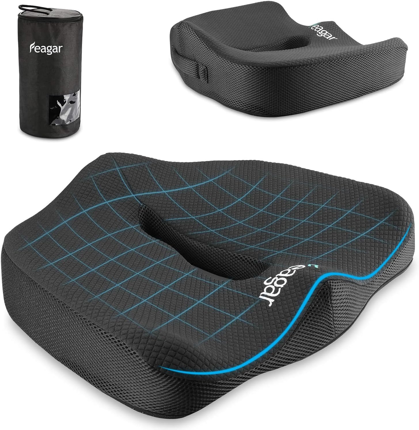 Feagar Cuscino Ergonomico in Memory Foam, Nero - immagine 1