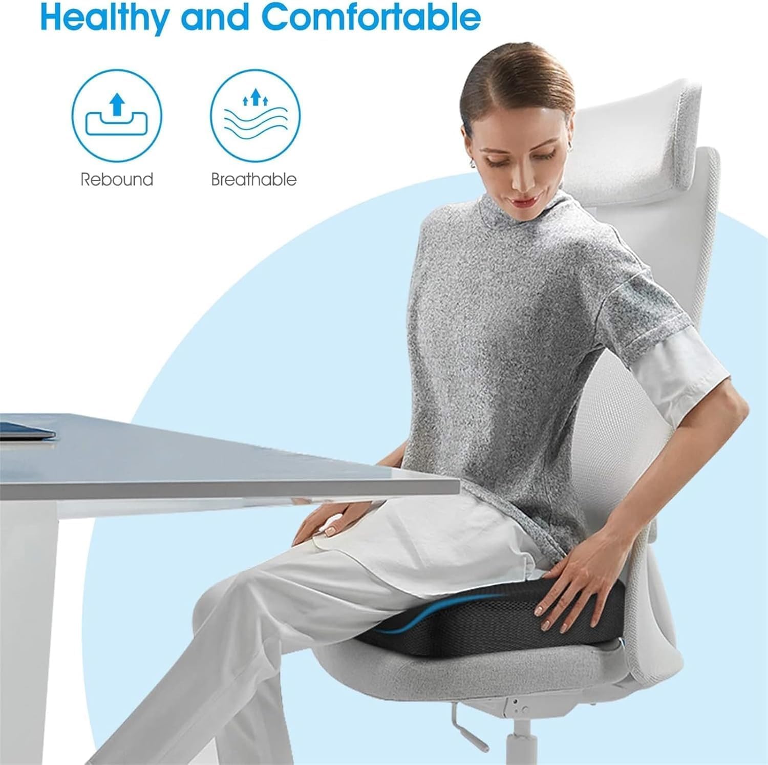 Feagar Cuscino Ergonomico in Memory Foam, Nero - immagine 4