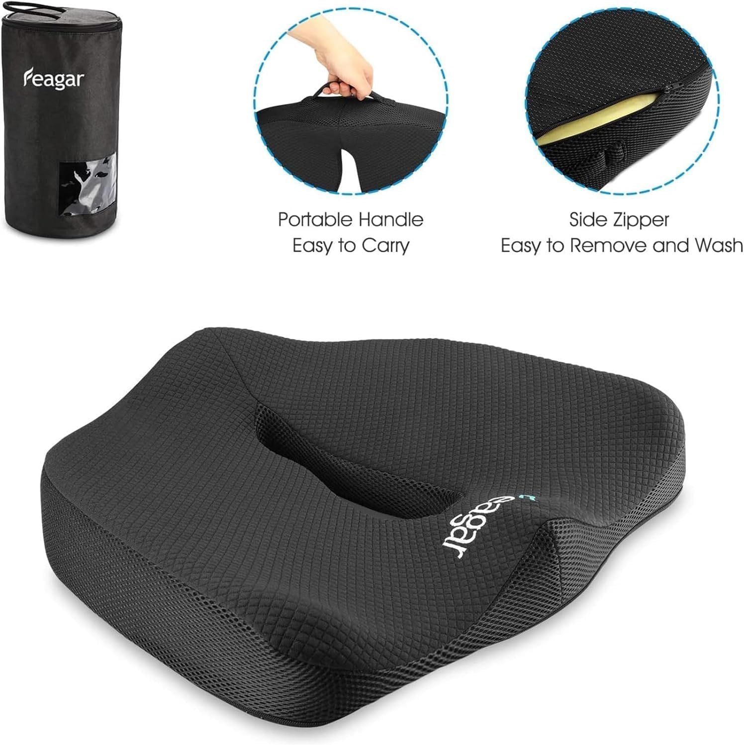 Feagar Cuscino Ergonomico in Memory Foam, Nero - immagine 8