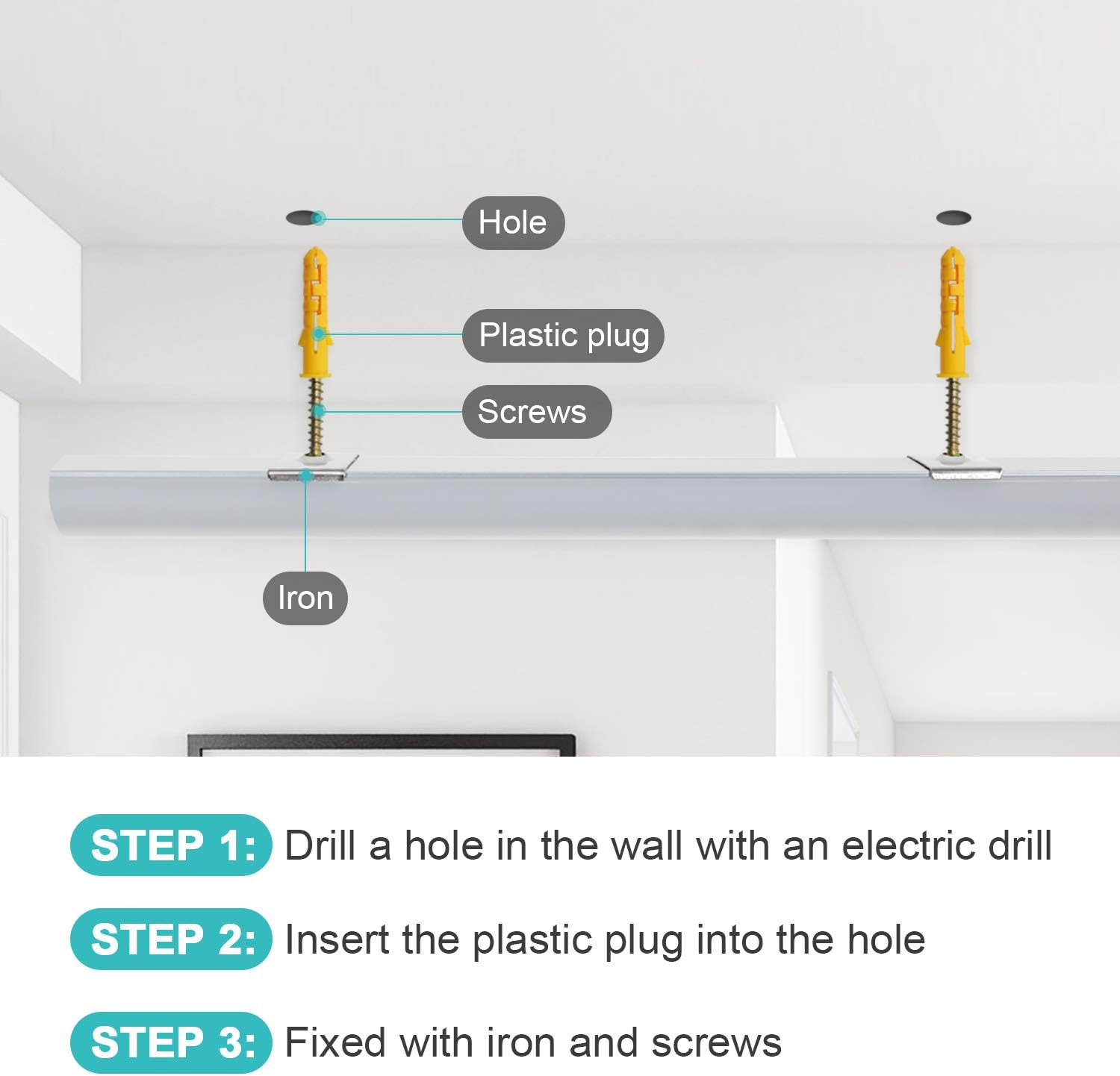 V LED Profilo in Alluminio per Strip LED - 6 Pack - immagine 2
