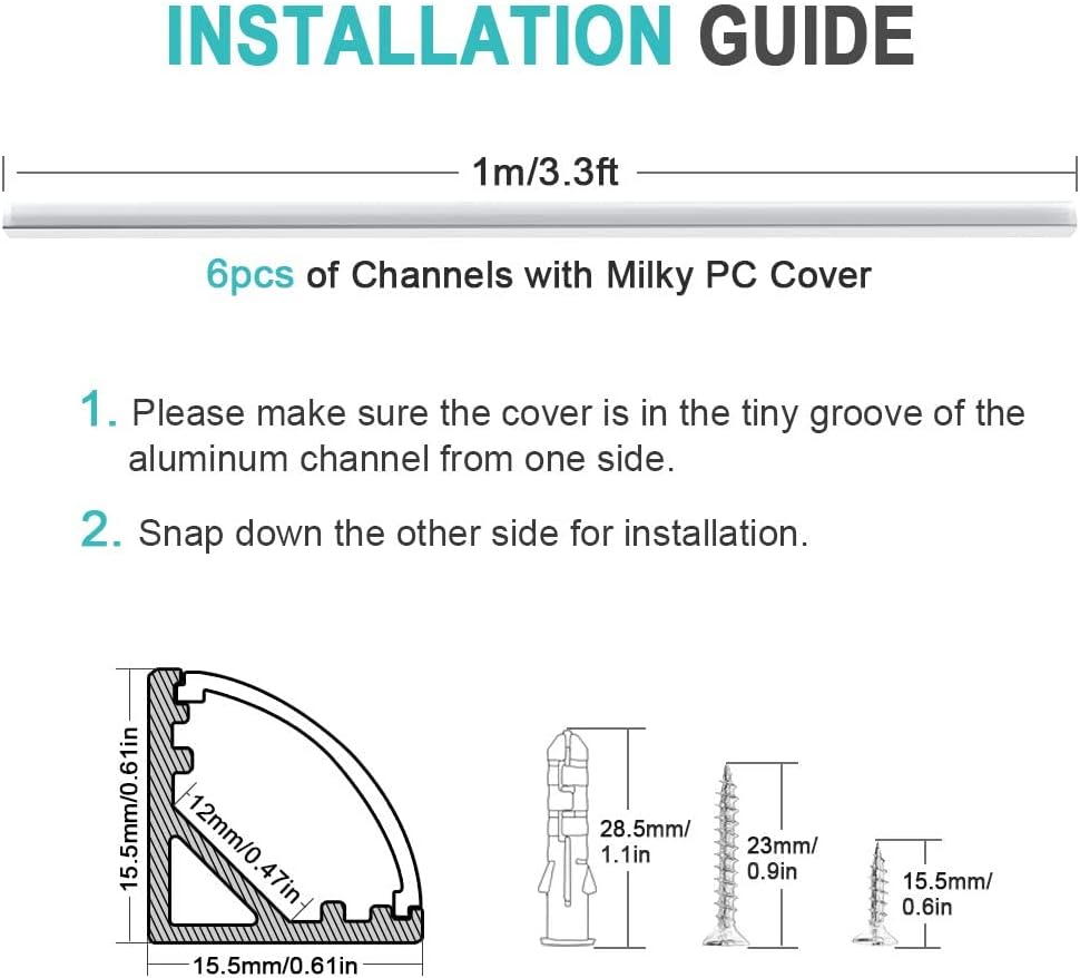V LED Profilo in Alluminio per Strip LED - 6 Pack - immagine 6