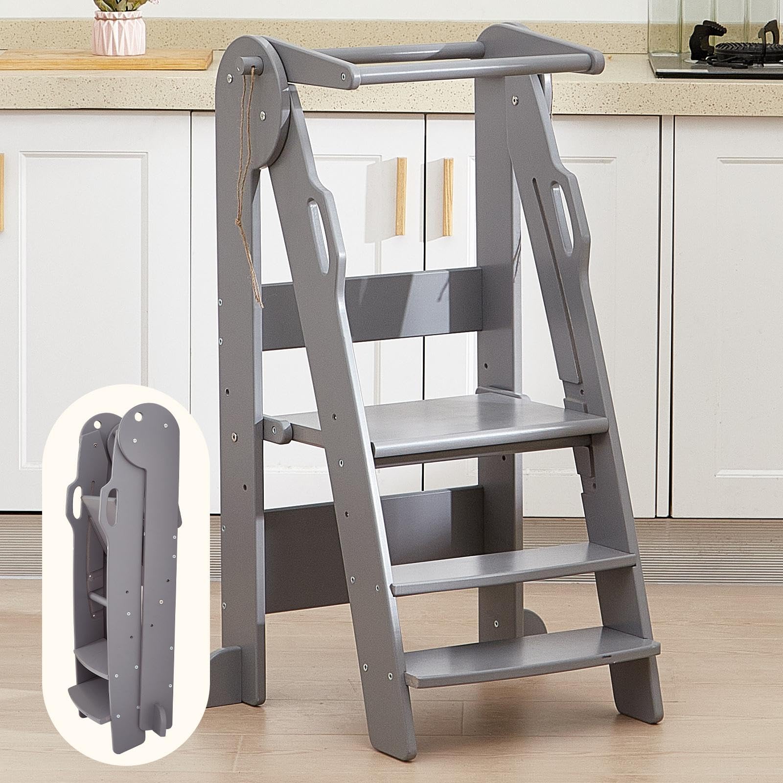 FUNLIO Sgabello pieghevole Montessori - Grigio