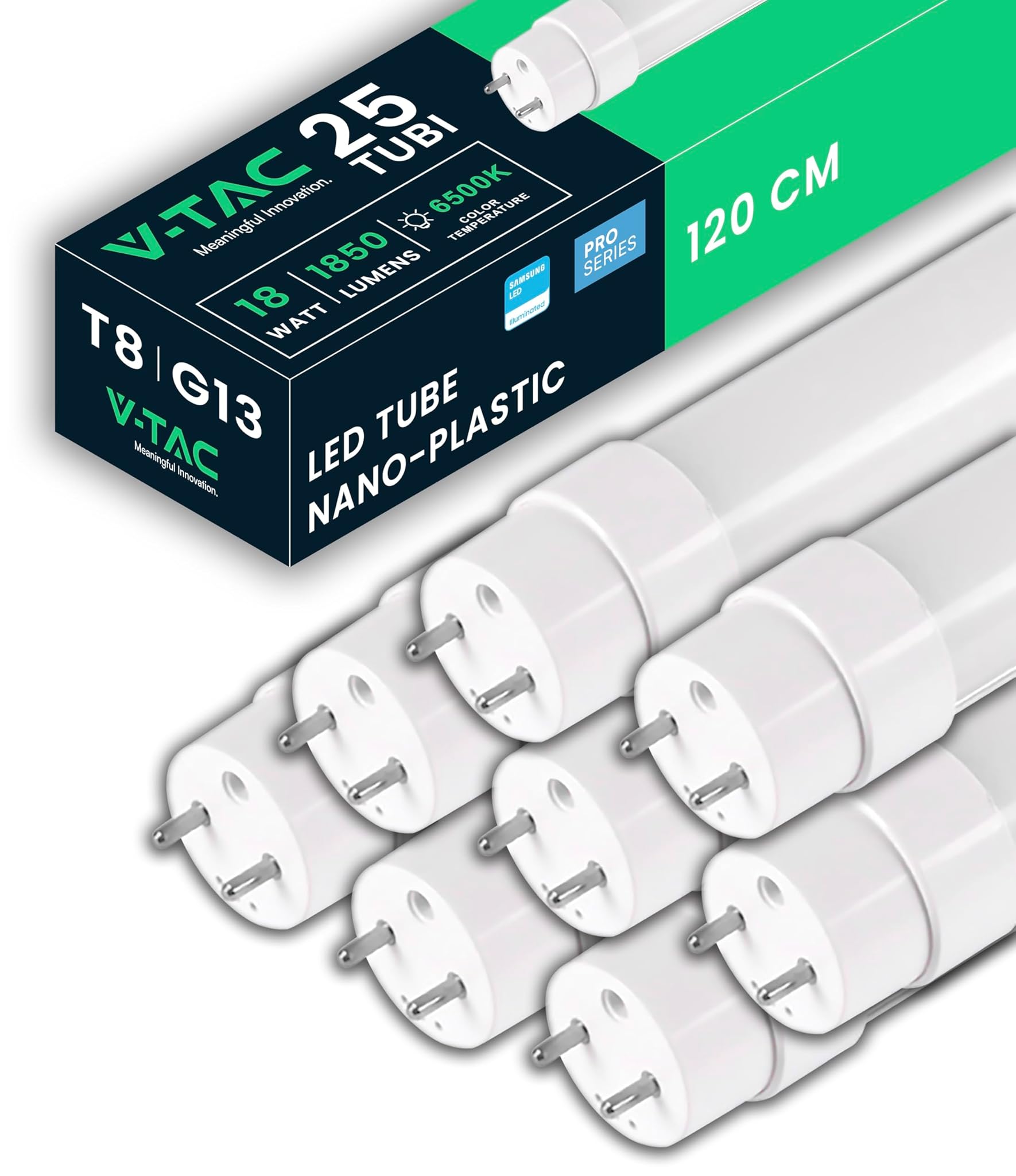 V-tac 25 Tubi LED 120 CM G13 18W 6500K