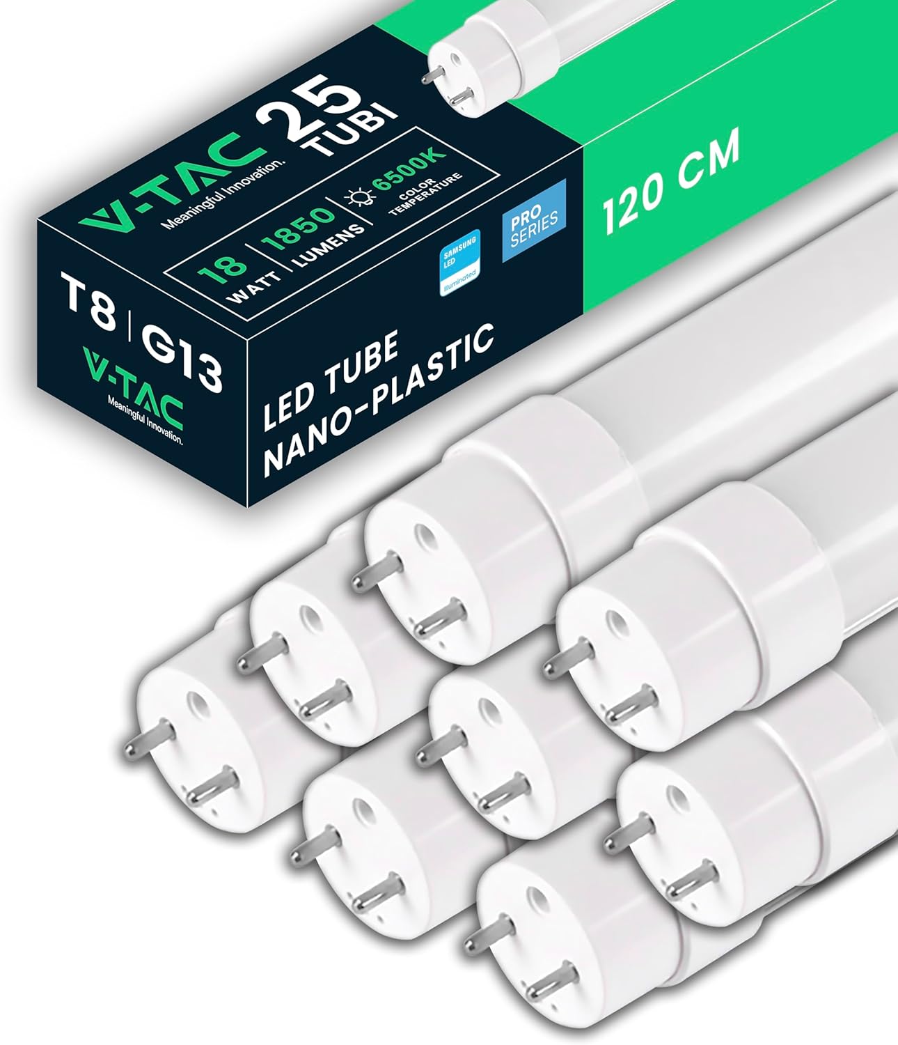V-tac 25 Tubi LED 120 CM G13 18W 6500K - immagine 1