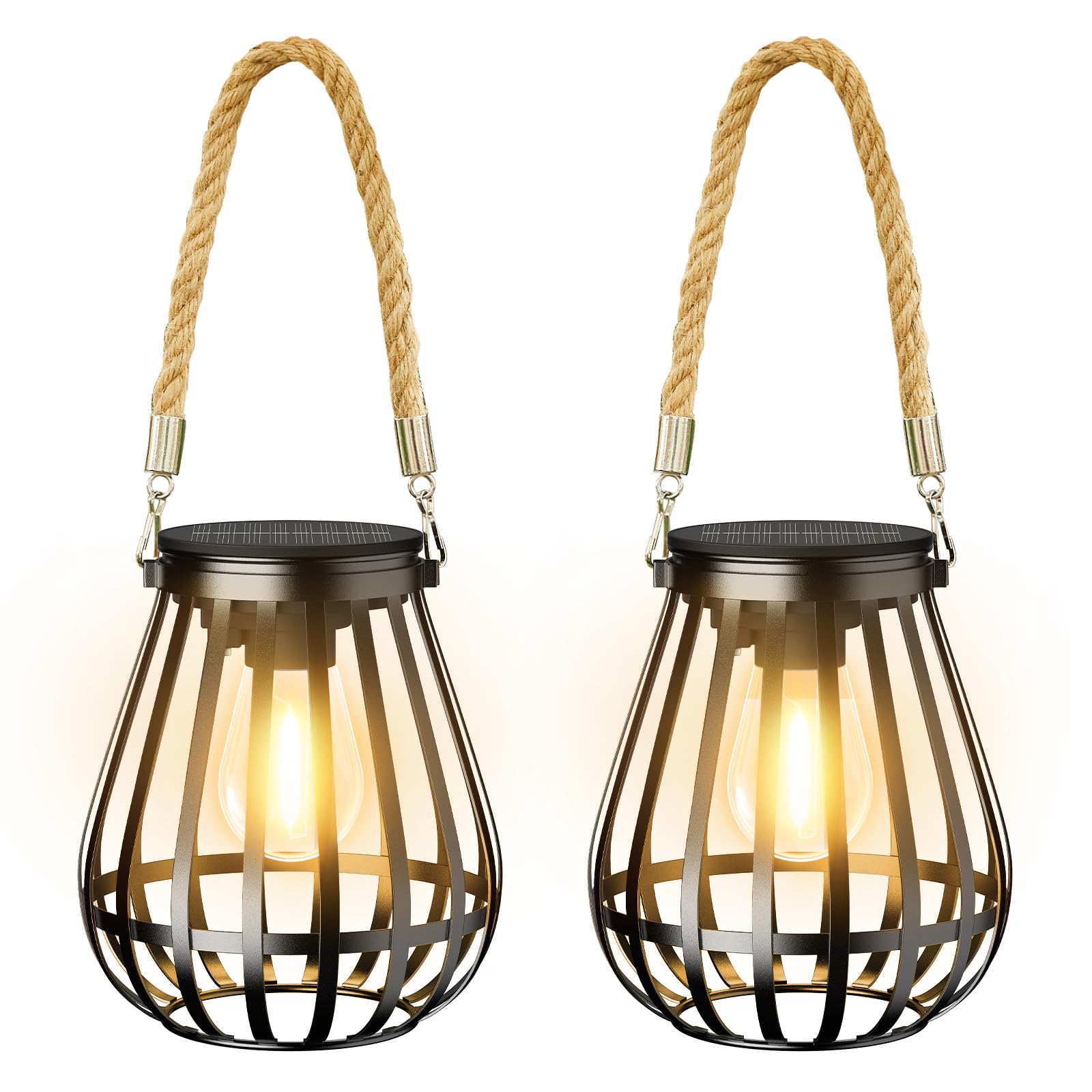 Rechoo Lampade Solari da Giardino 2 Pezzi, Metallo