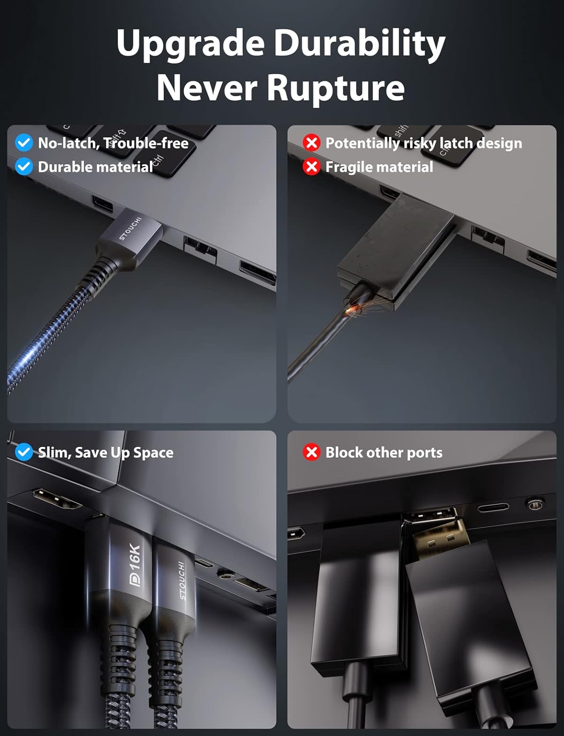 Stouchi Cavo DisplayPort 2.1 DP2.1 1,2m - immagine 5