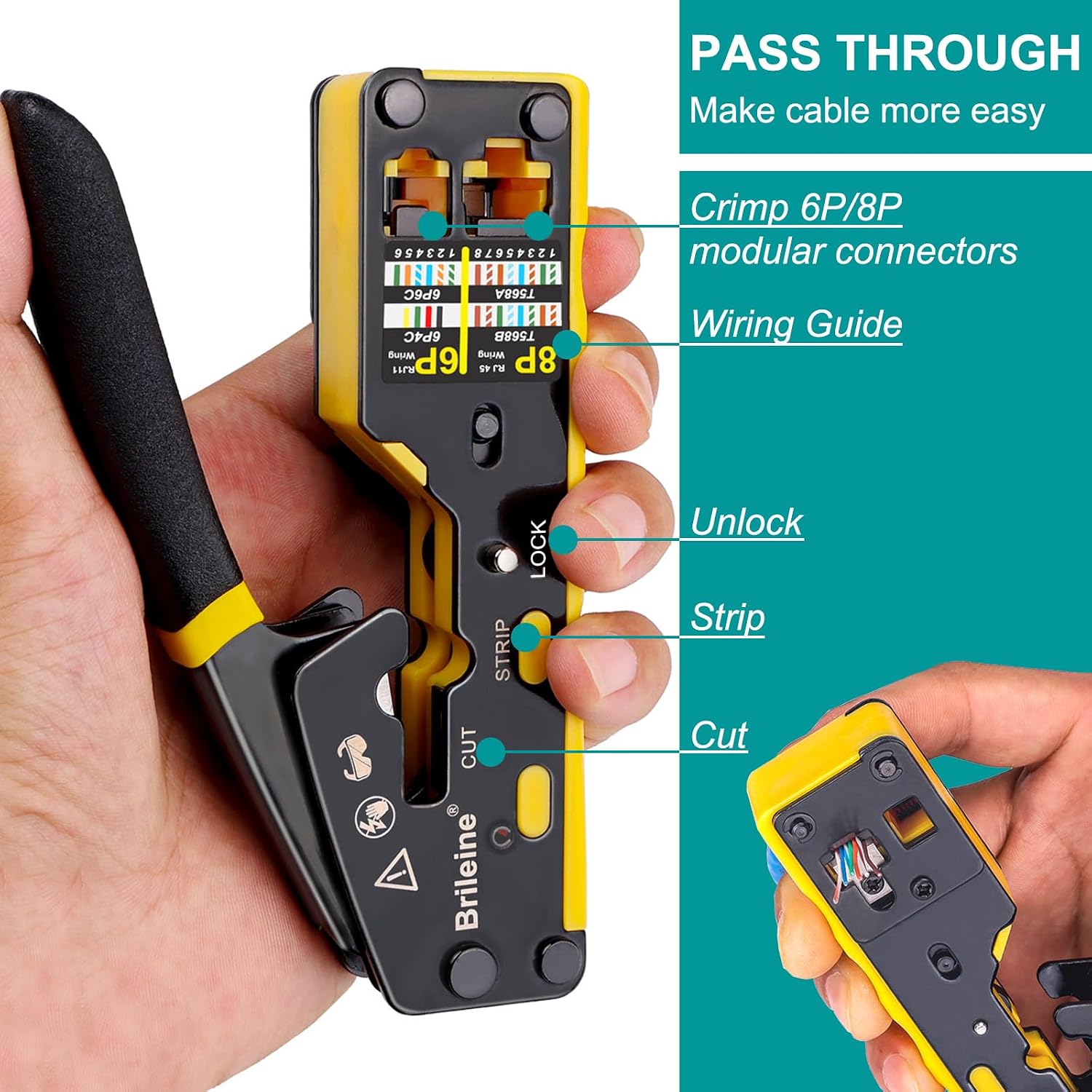 Kit Crimpatura RJ45 con Tester Cavi LAN | Brileine | Velz
