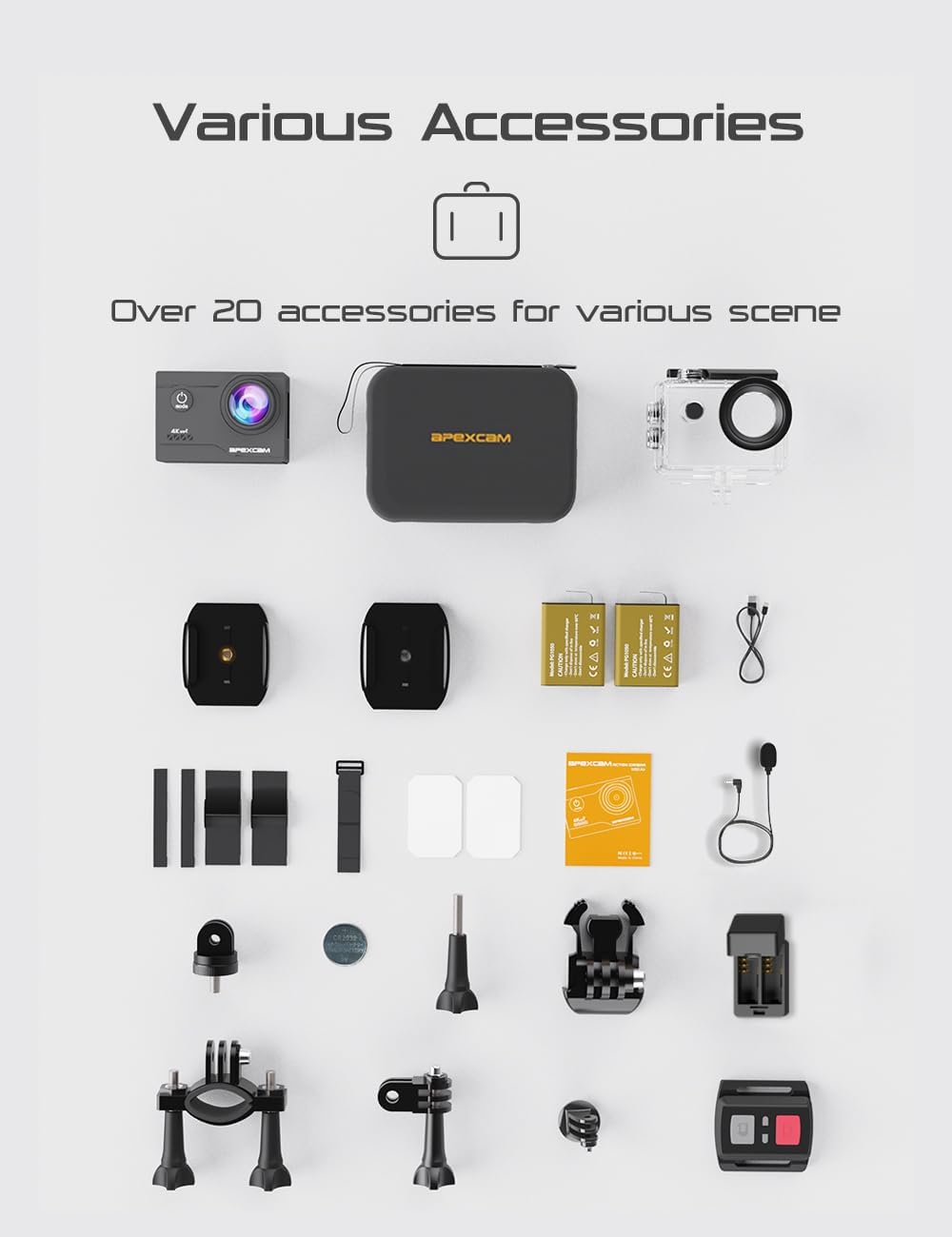 Apexcam 4K WiFi 20MP Action Cam Impermeabile 40M - immagine 6