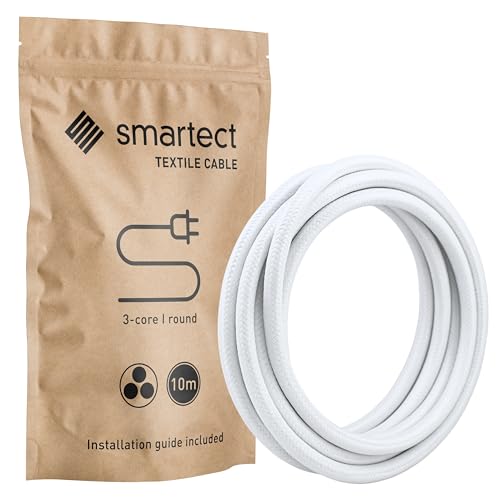 Smartect Cavo Elettrico Tessile Bianco 10 Metri