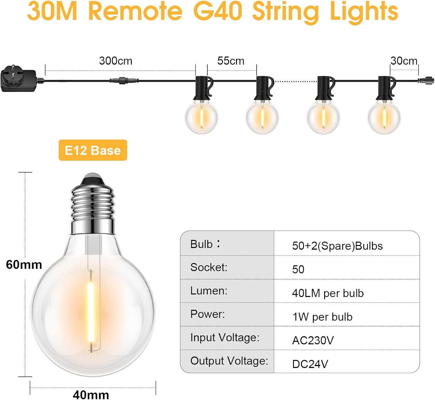 Toipwen Catena Luminosa Esterno Dimmerabile 30M - immagine 7
