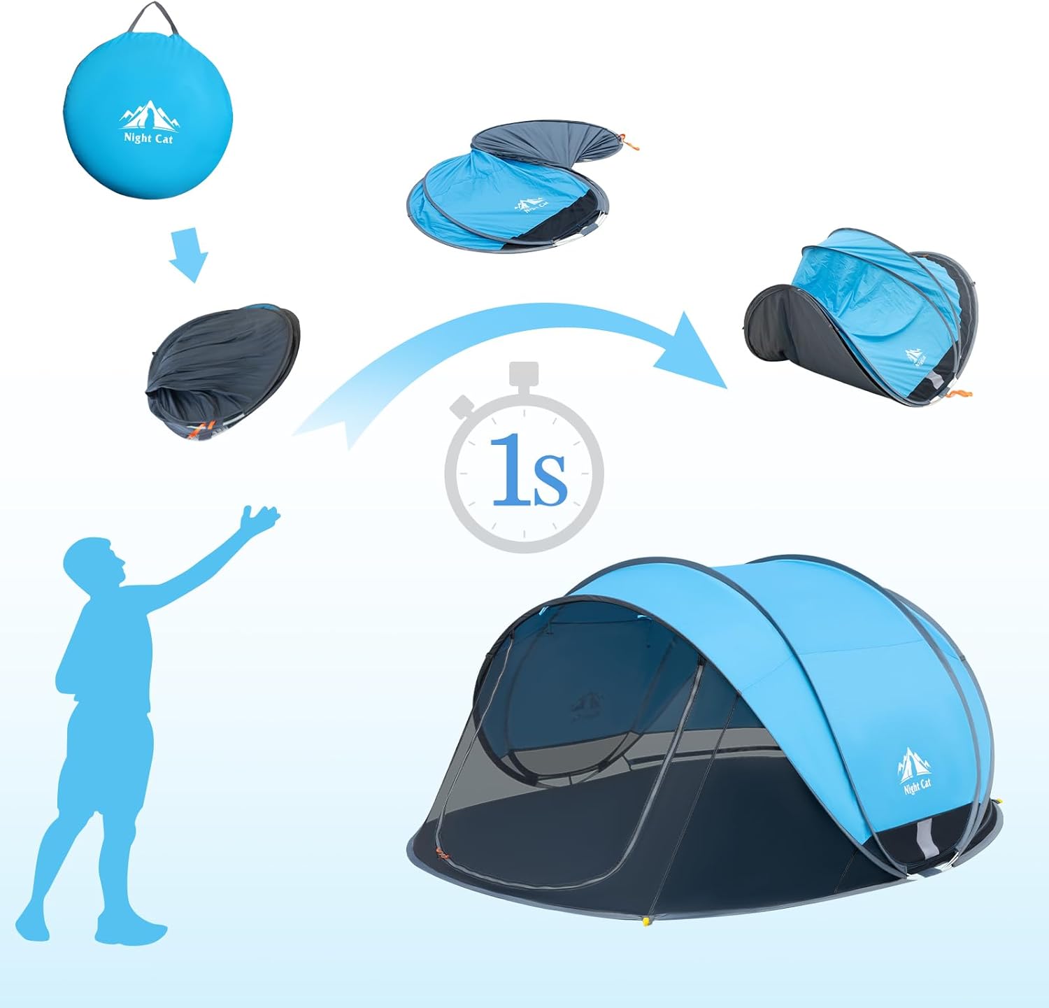 Night Cat Tenda da Spiaggia Pop Up 3-4 Persone - immagine 6