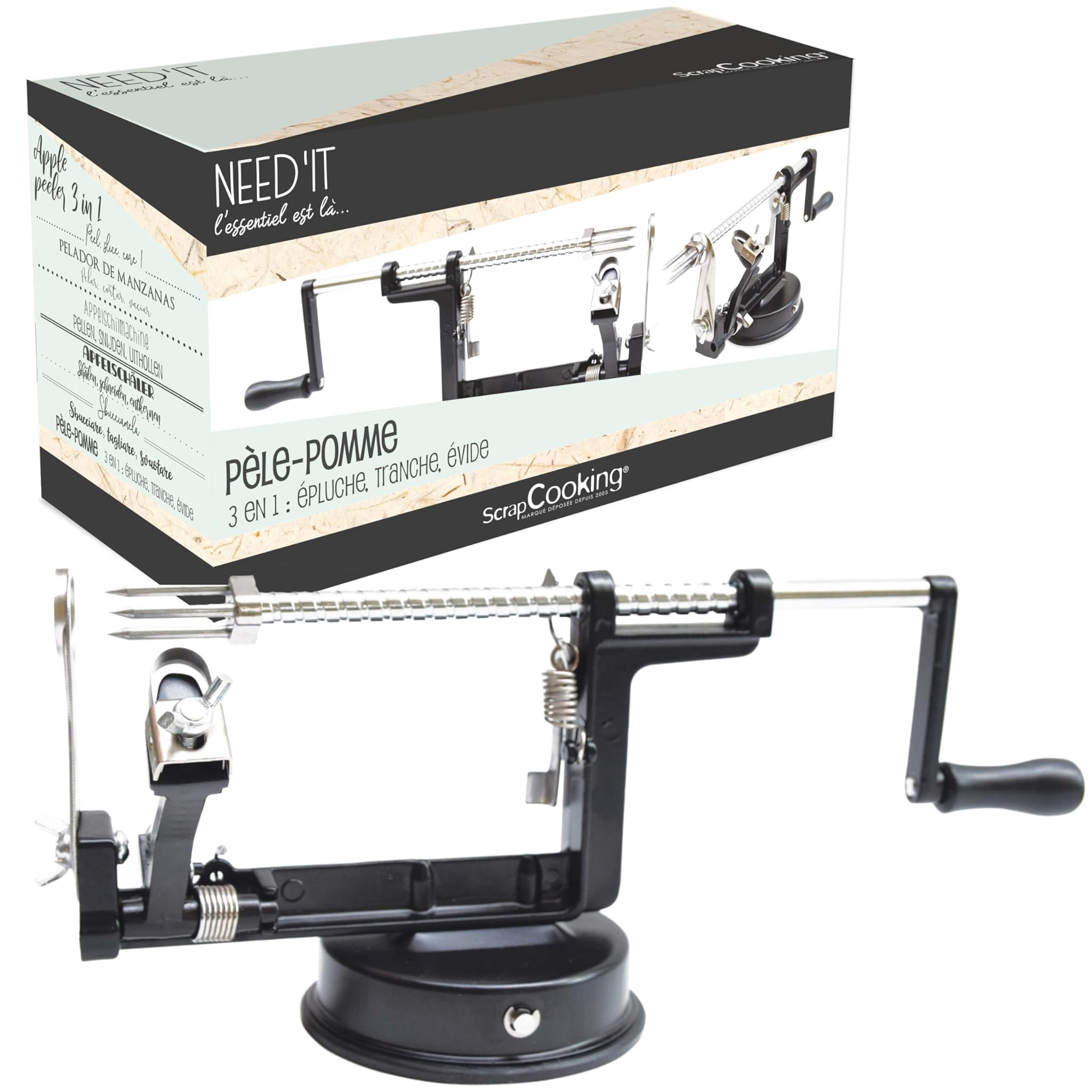 Scrapcooking Sbuccia Mele 3-in-1 Need’it, Nero