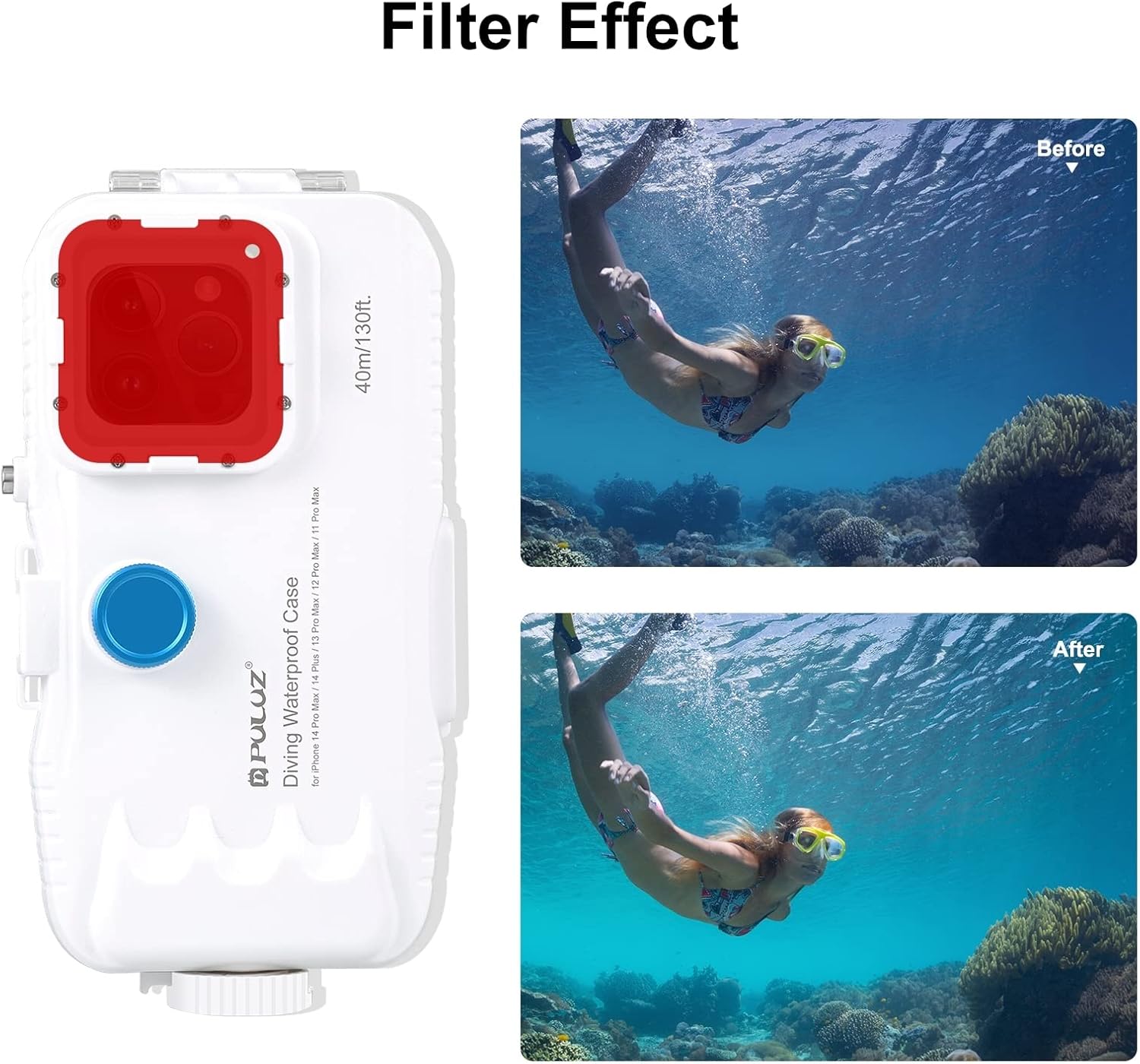 Puluz Custodia Impermeabile 40m per iPhone 14 Plus/Pro Max - immagine 6