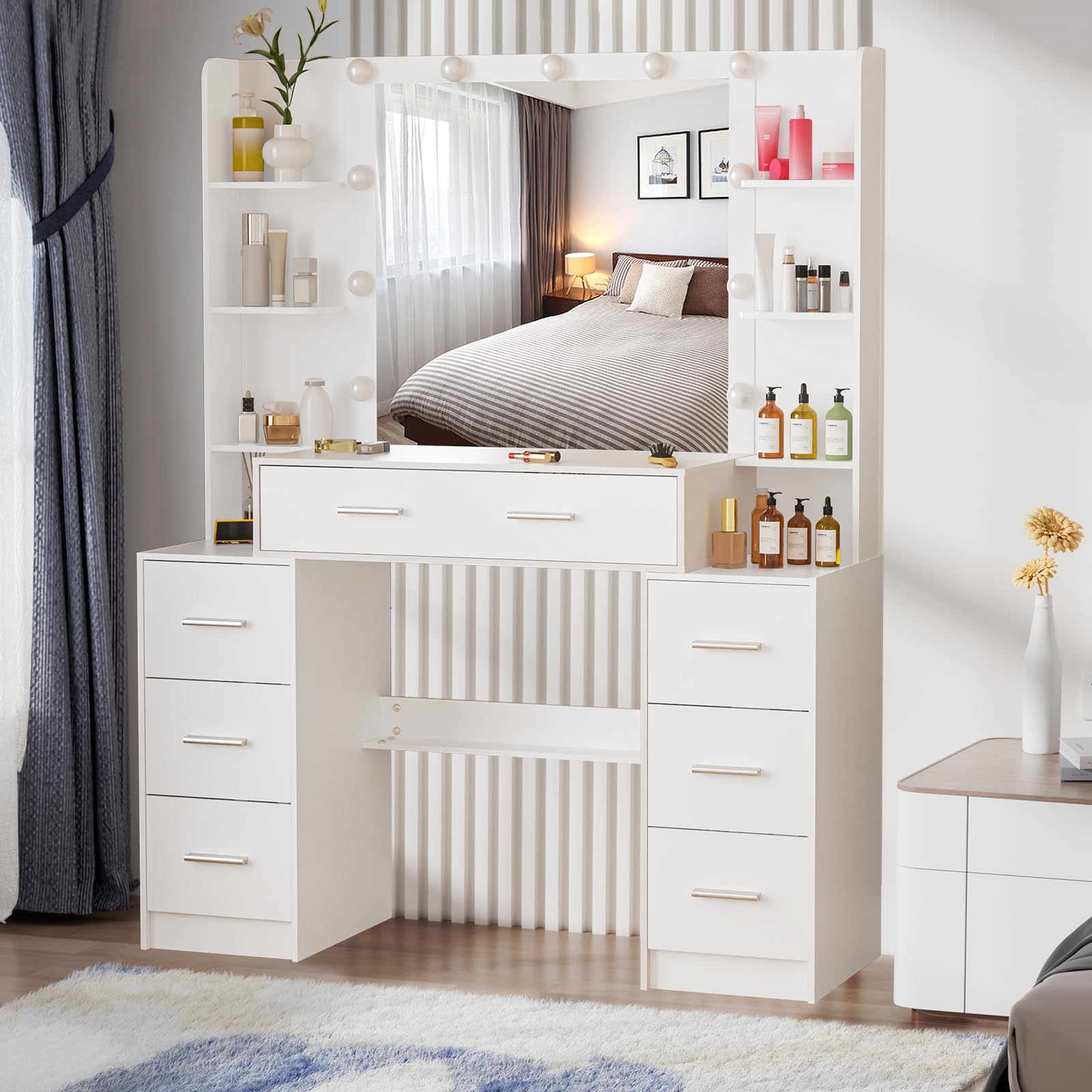 Dradaomull Tavolo da Toeletta con Specchio Illuminato