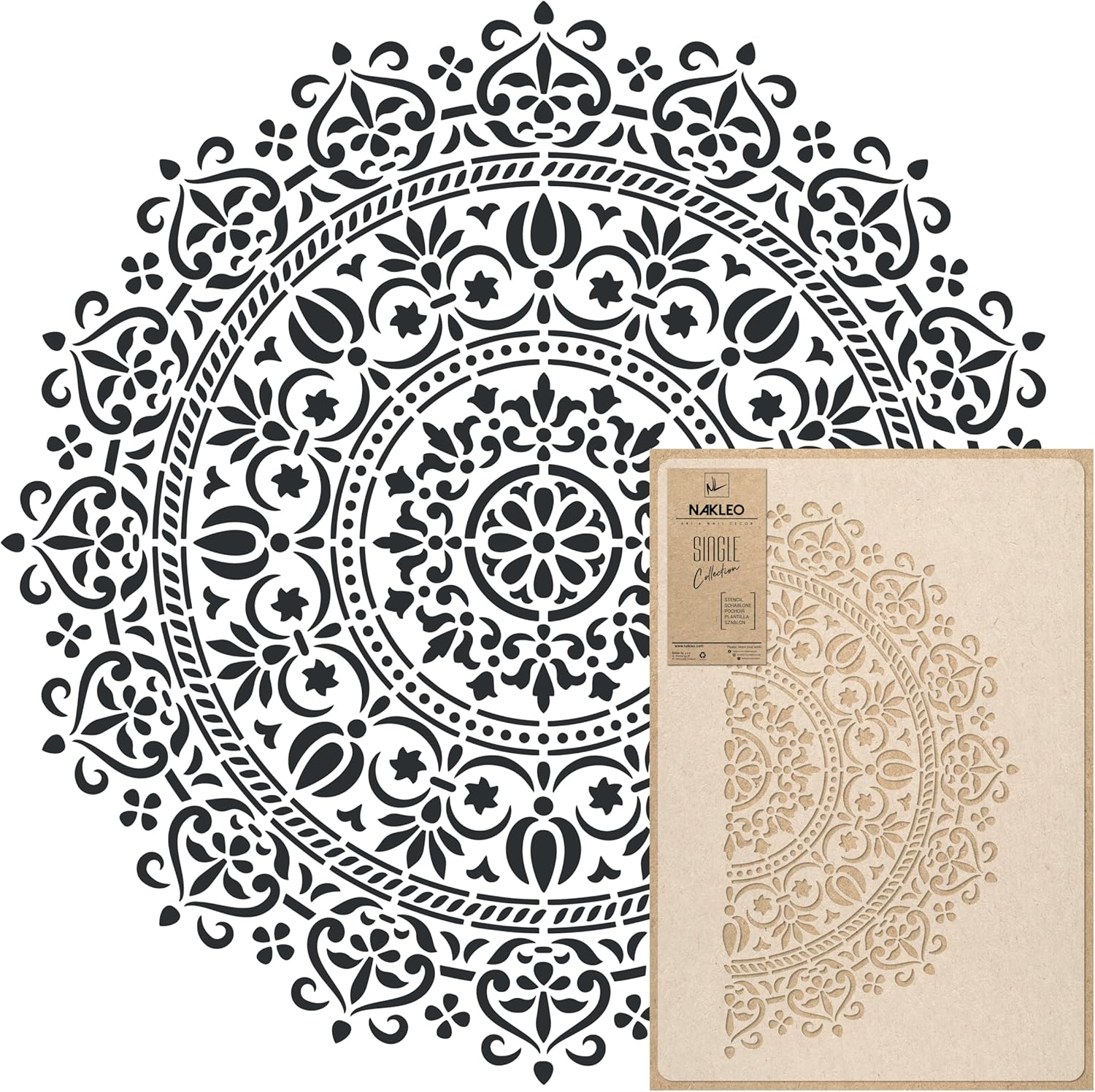 Nakleo Stencil Mandala per Pittura Diametro 89cm-L