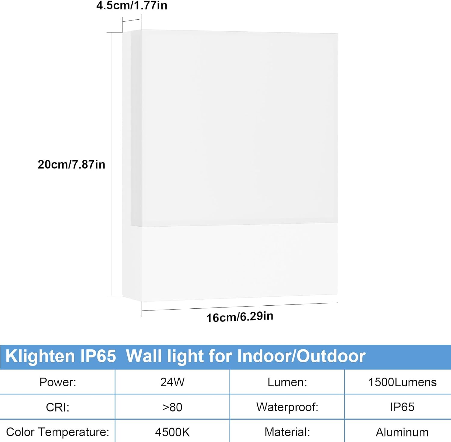 Klighten 2 Pezzi Lampade da Parete LED Esterno/Interno 24W - immagine 4