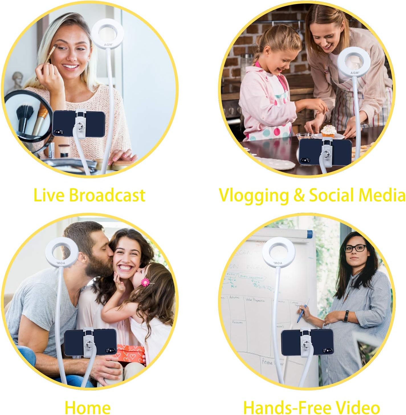 Agm Luce ad Anello con Pinza e Supporto Cellulare - immagine 4