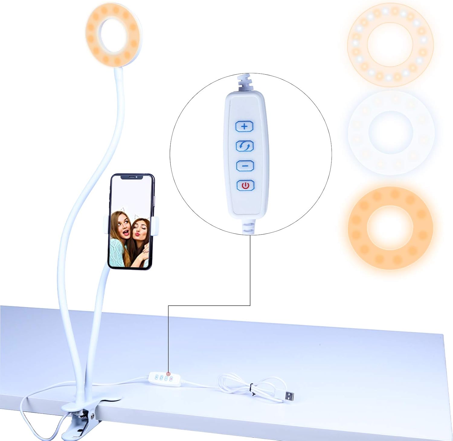 Agm Luce ad Anello con Pinza e Supporto Cellulare - immagine 7