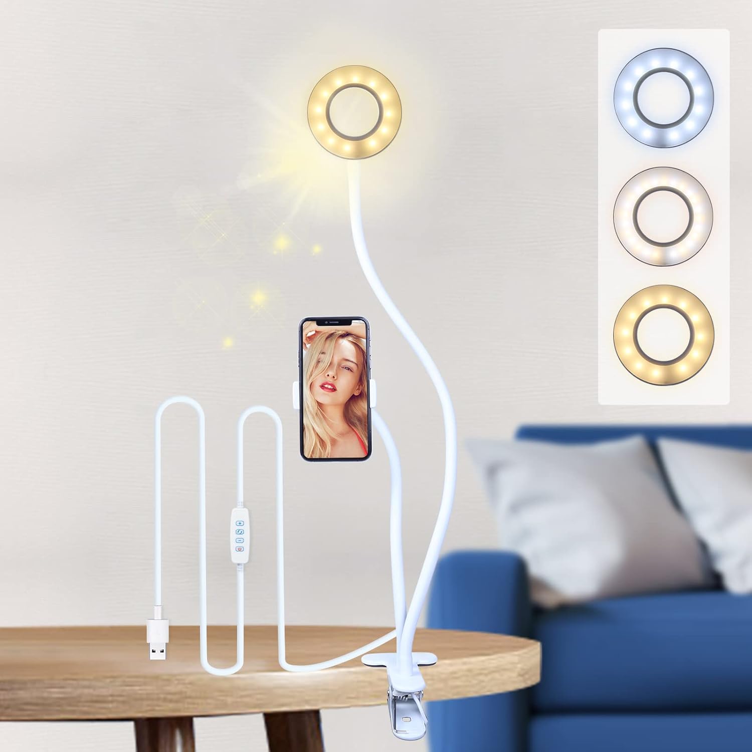 Agm Luce ad Anello con Pinza e Supporto Cellulare - immagine 8