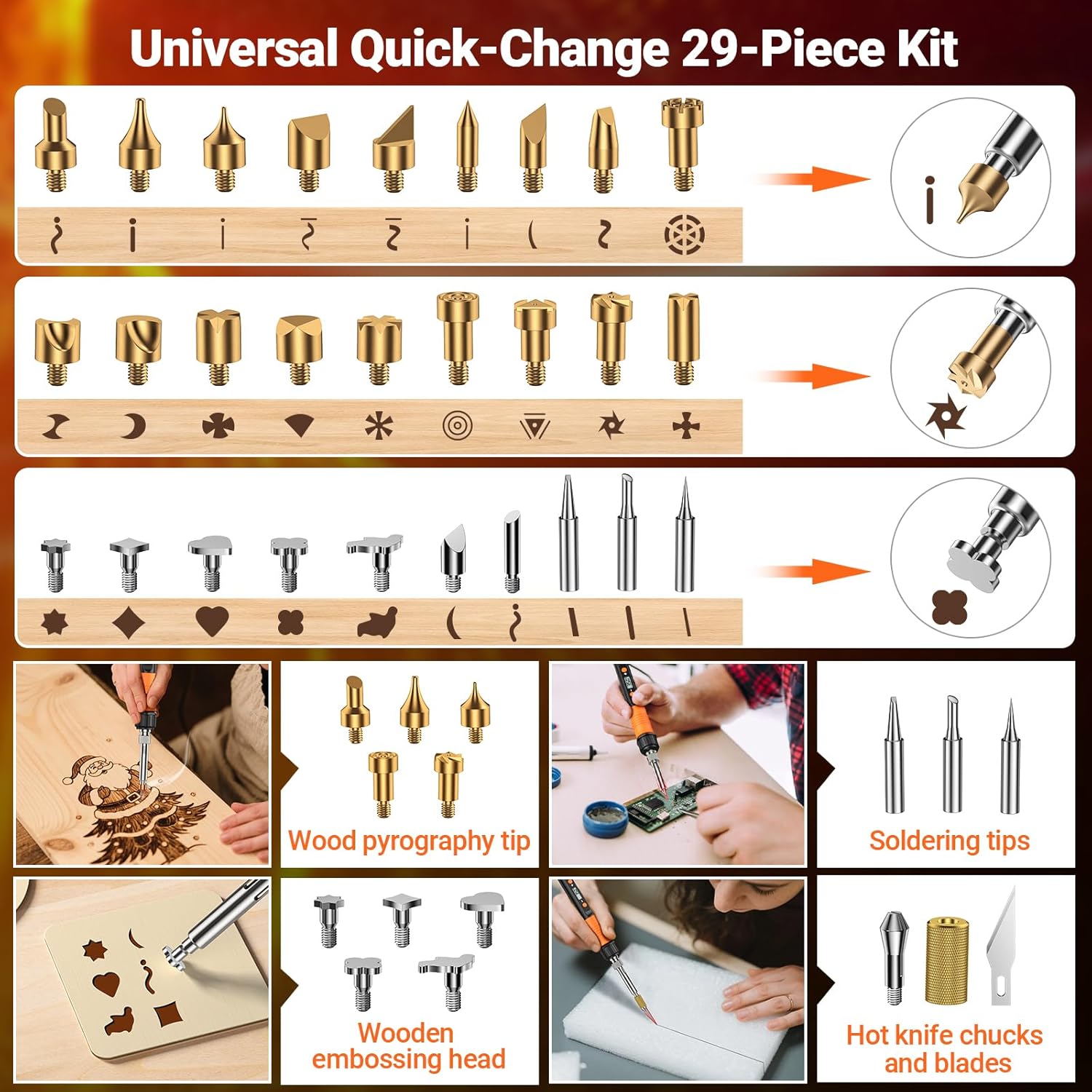 Kit Saldatore Portatile Pirografia 100W, 52 Pezzi - immagine 2