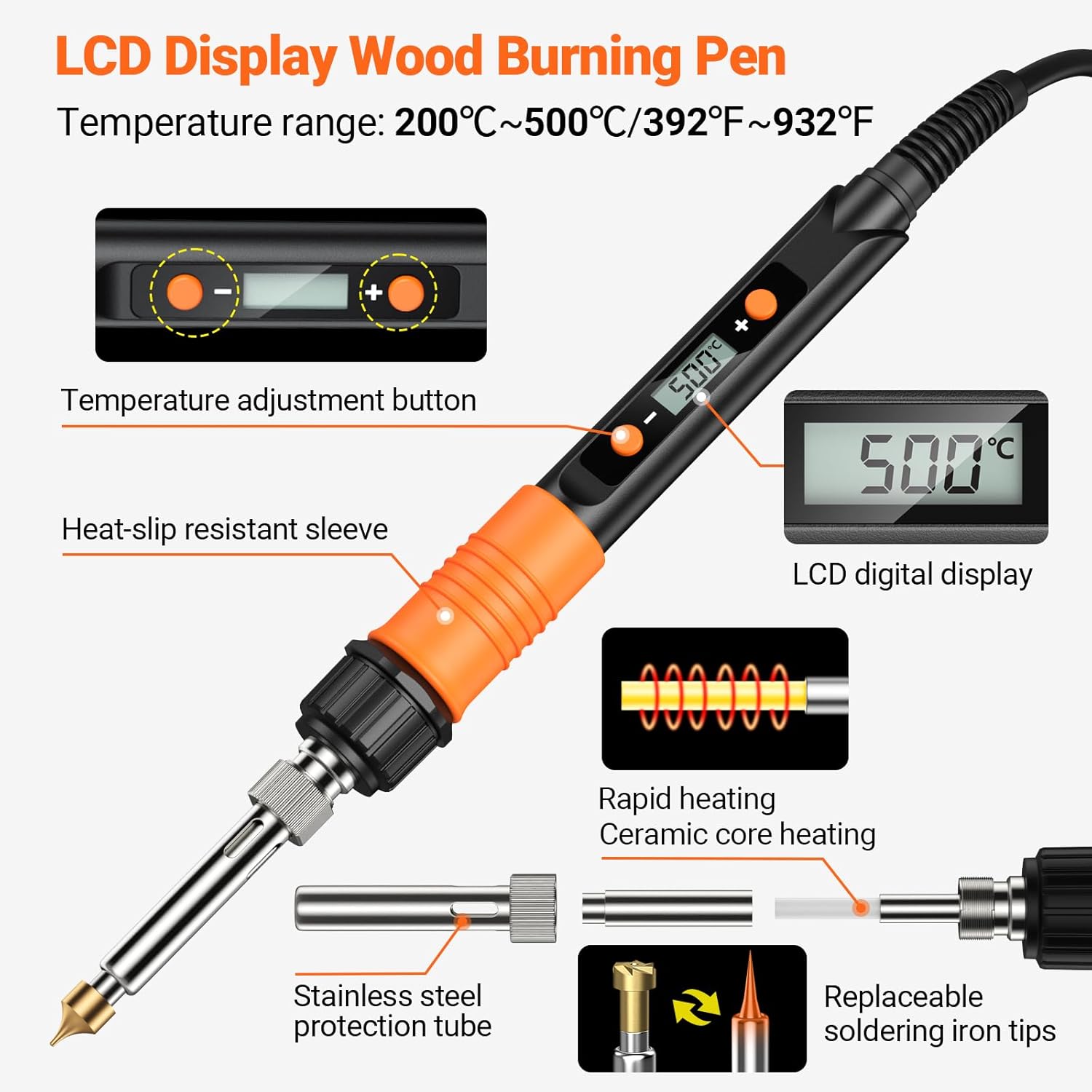 Kit Saldatore Portatile Pirografia 100W, 52 Pezzi - immagine 4