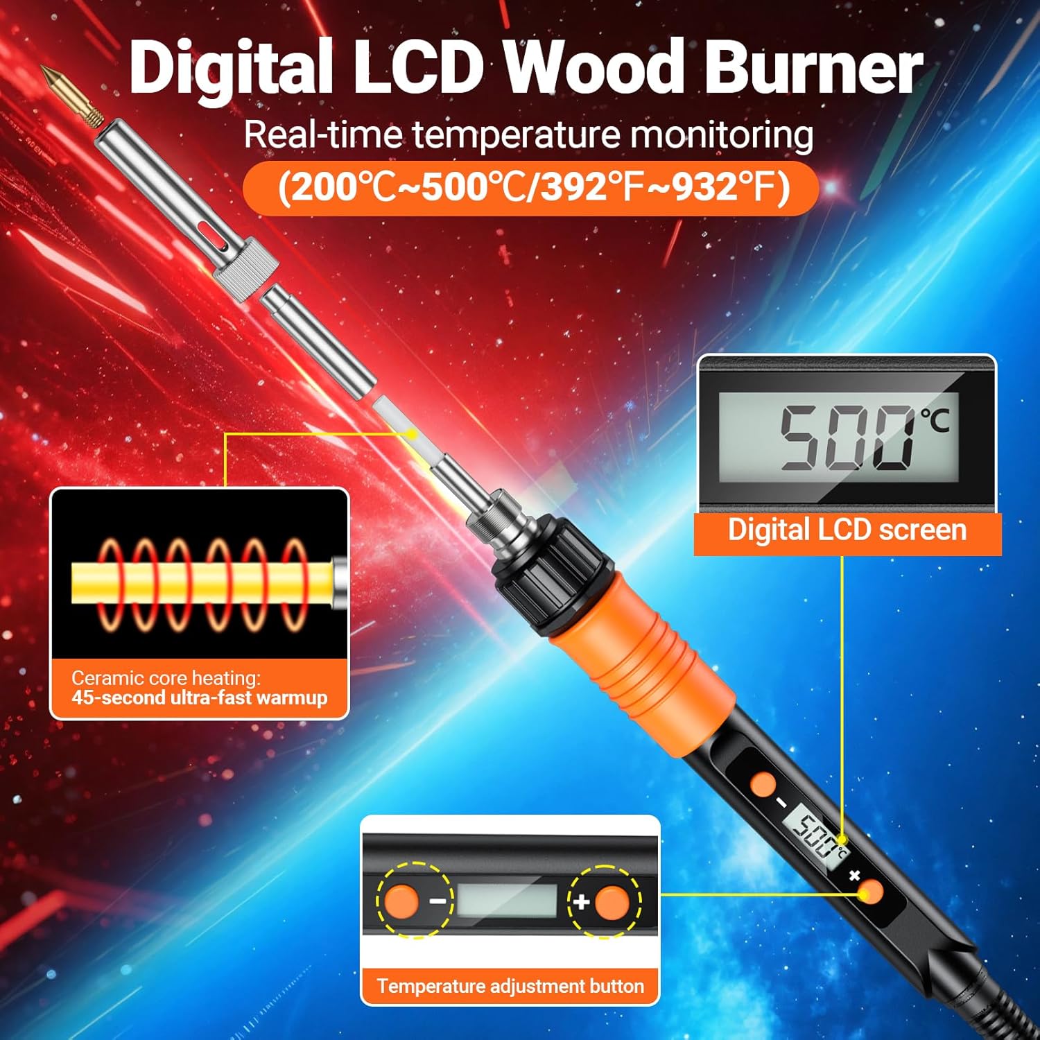 Kit Saldatore Portatile Pirografia 100W, 52 Pezzi - immagine 5