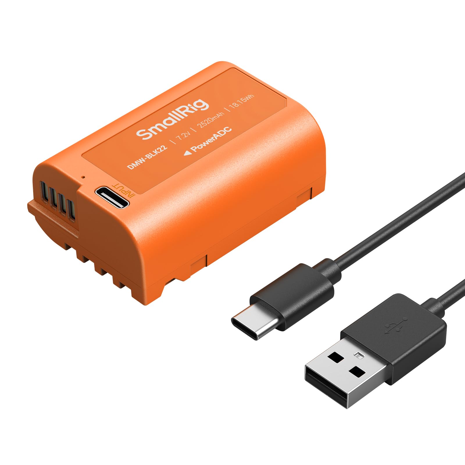 Smallrig DMW-BLK22 Batteria 2520mAh USB-C, Arancione