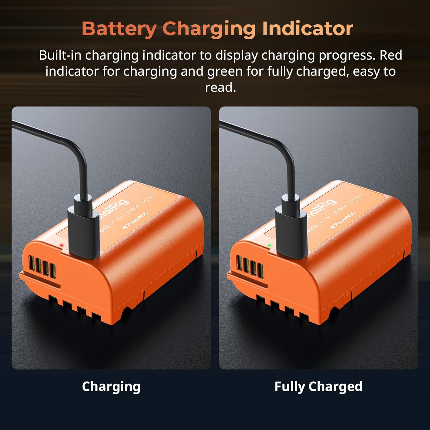 Smallrig DMW-BLK22 Batteria 2520mAh USB-C, Arancione - immagine 8