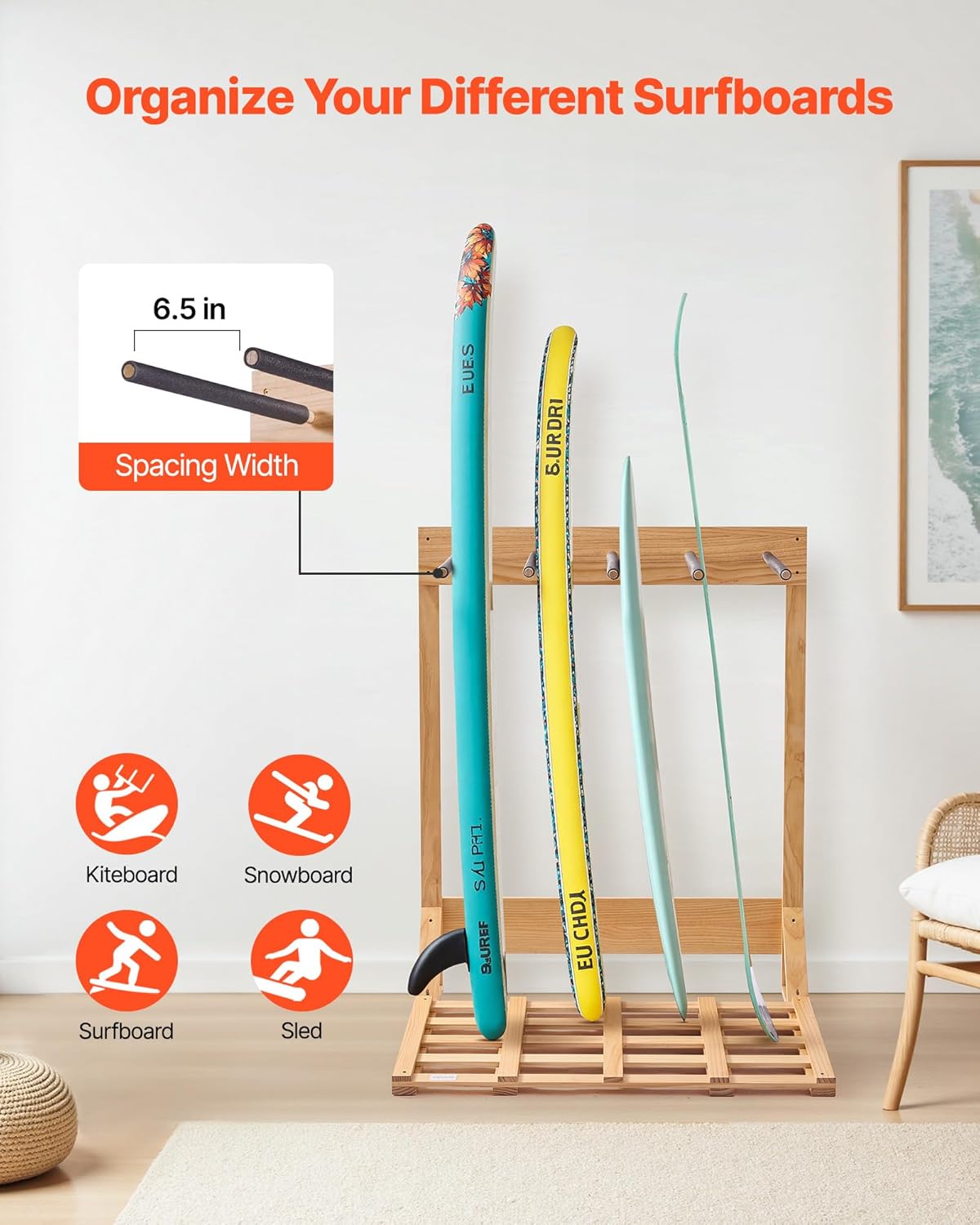 VEVOR Supporto Verticale per Tavole da Surf 4 Livelli - immagine 2