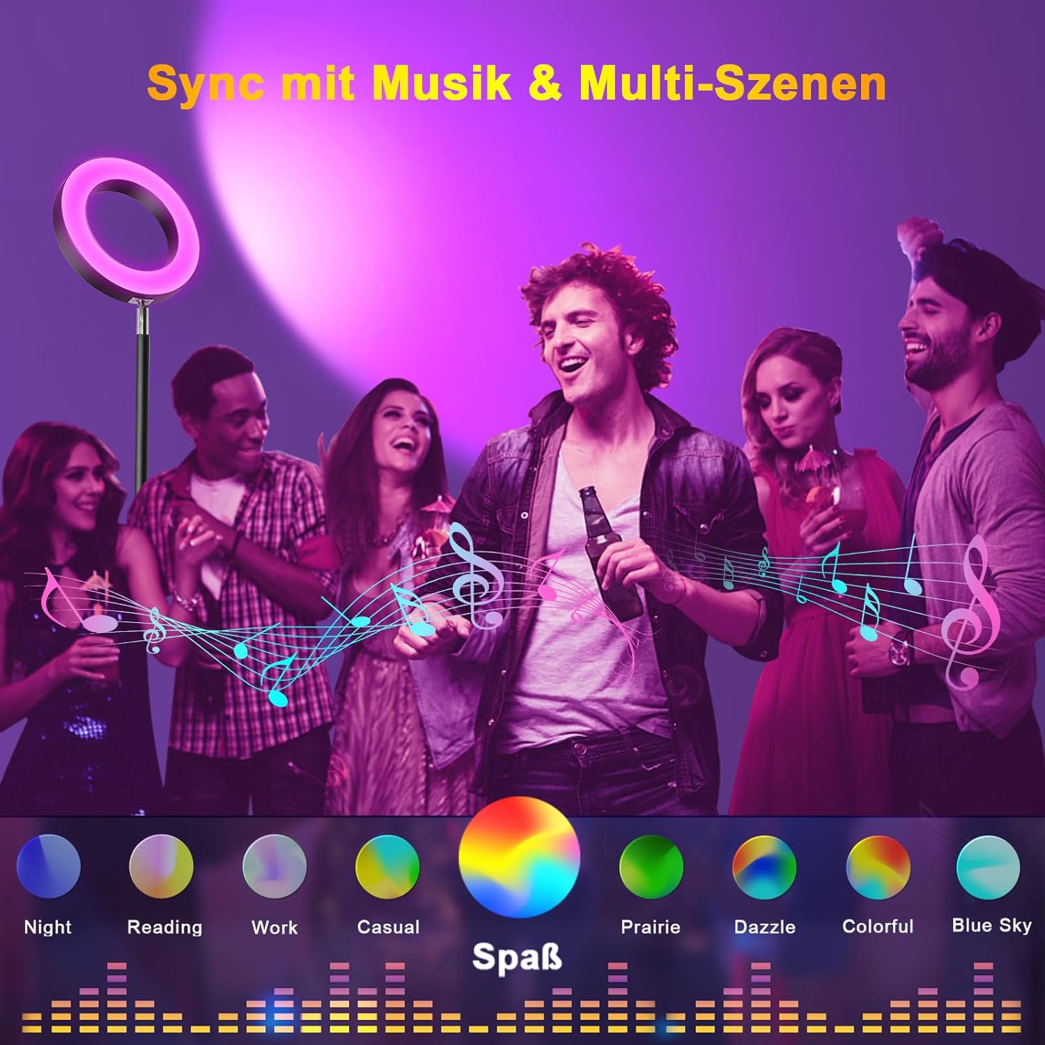 Lampada da Terra LED 42W WiFi con Illuminazione su due Lati - immagine 7