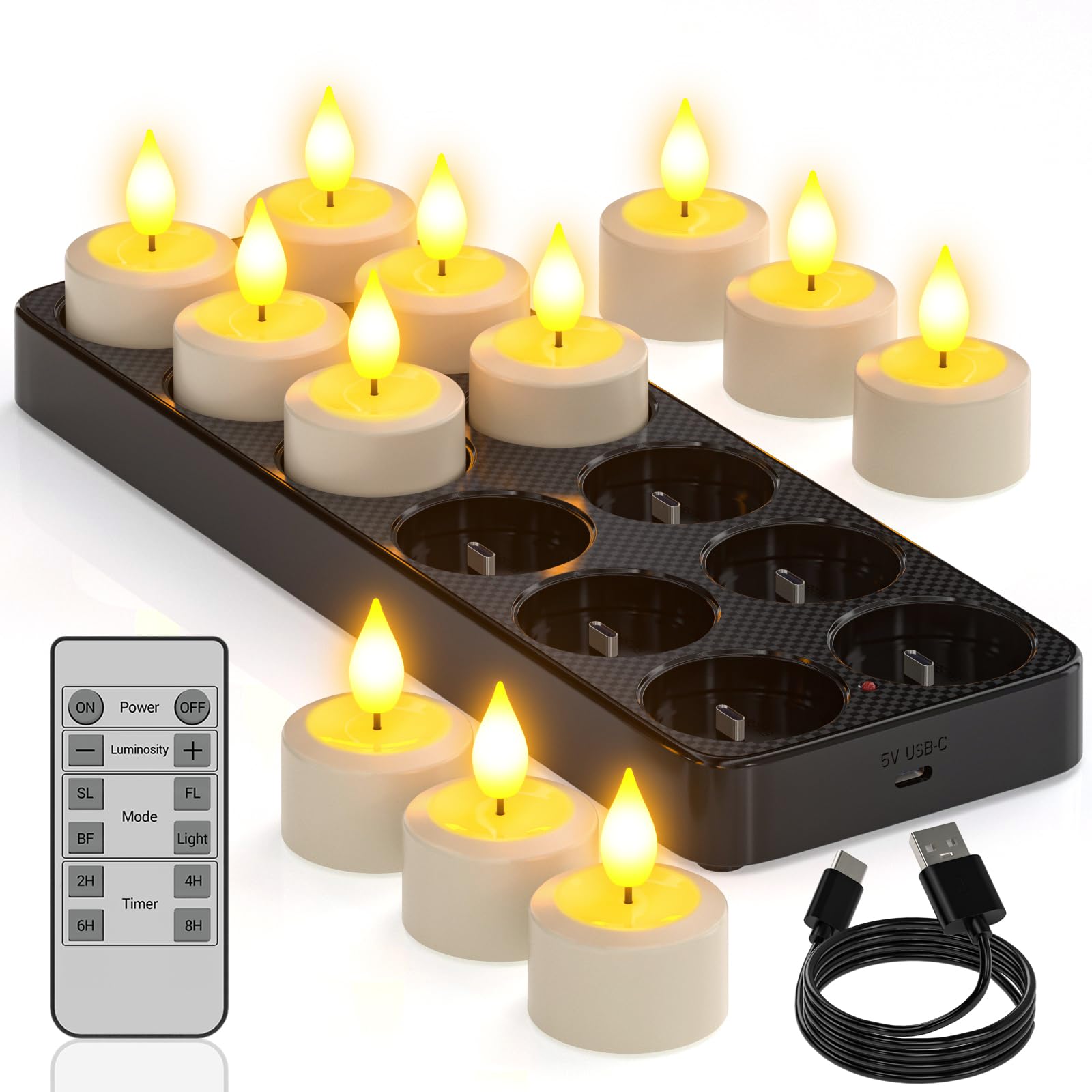 Yme Candele a LED Ricaricabili USB con Timer e Telecomando