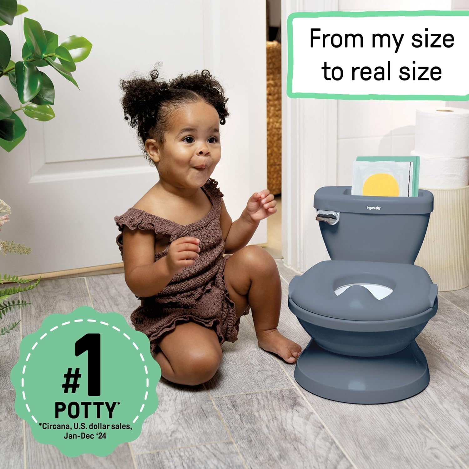 Ingenuity My Size Potty - Vasino Bambini Realistico 2-in-1, Blu - immagine 4