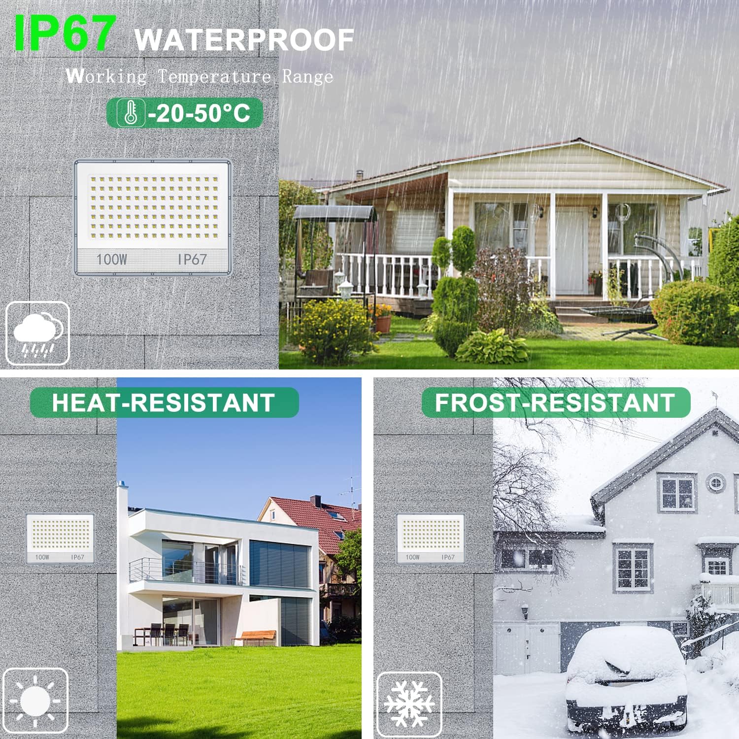 Annifunly Faretto LED Esterno 100W 10000LM (2 Pezzi) - immagine 5