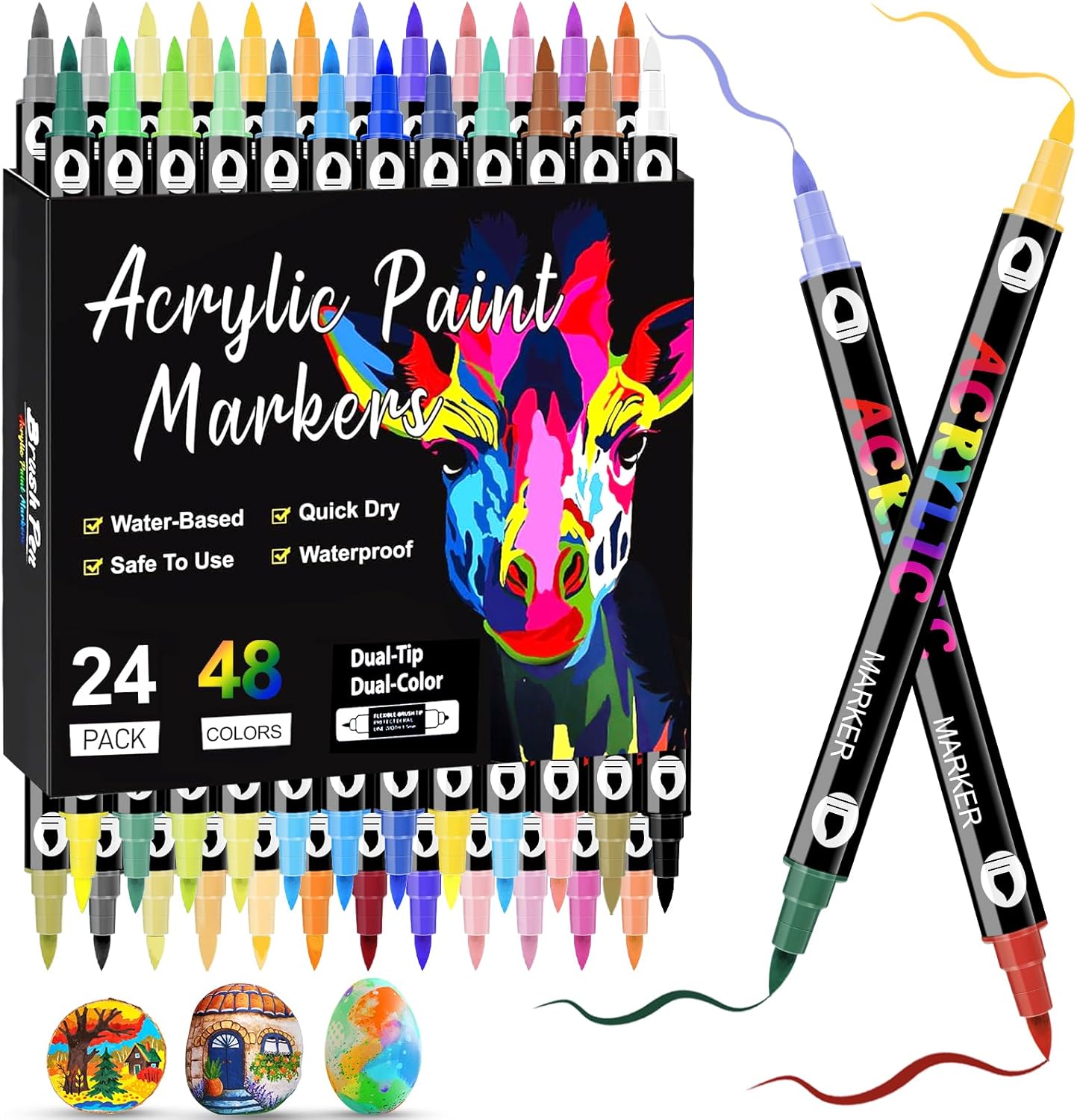 Pennarelli Acrilici Doppia Punta 48 Colori 24 Pezzi - immagine 1