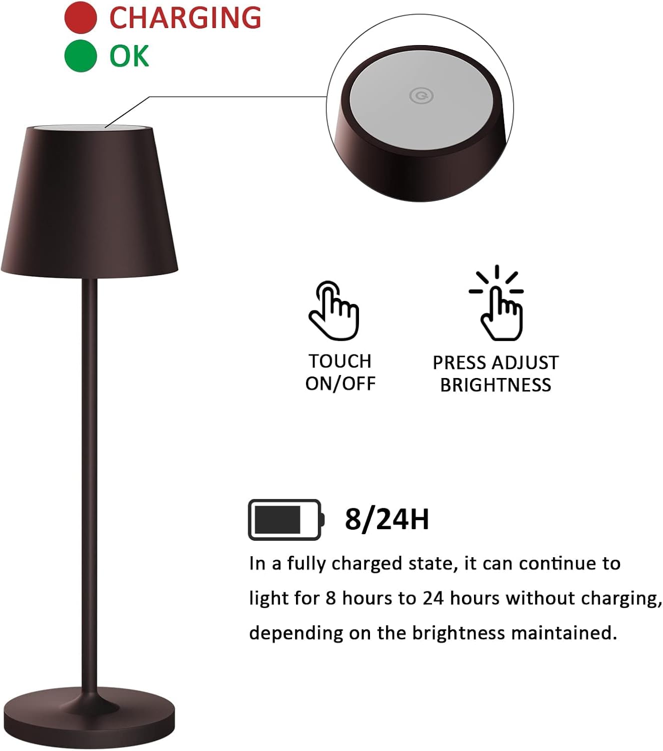 K-Bright Lampada LED da Tavolo Dimmerabile H38cm, Bronze - immagine 4