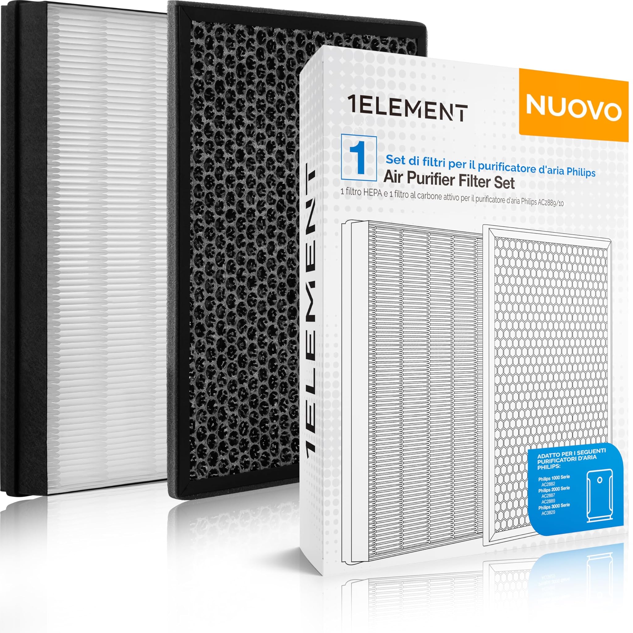 1ELEMENT Kit Filtri per Purificatore d'Aria Philips