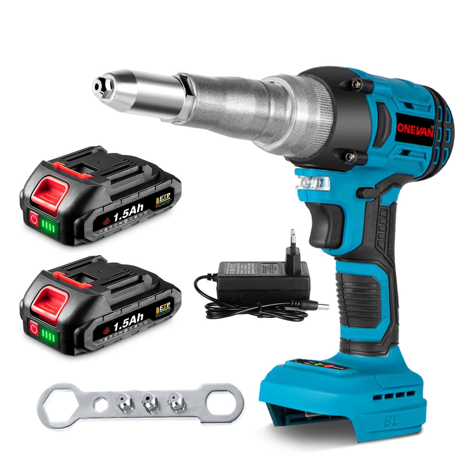 ONEVAN Rivettatrice a Batteria 20.000 N Brushless