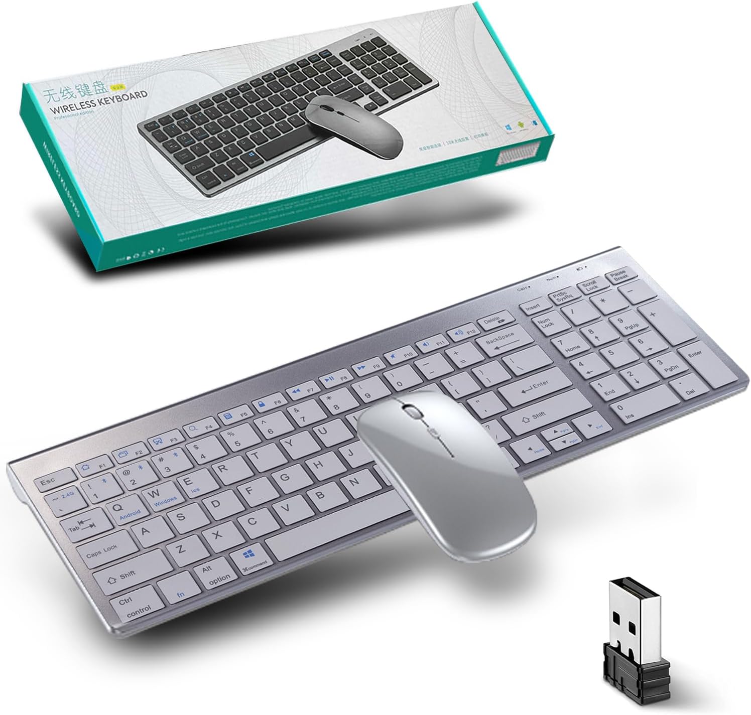 Set Tastiera e Mouse Wireless 2.4GHz e Bluetooth, QWERTY - immagine 1