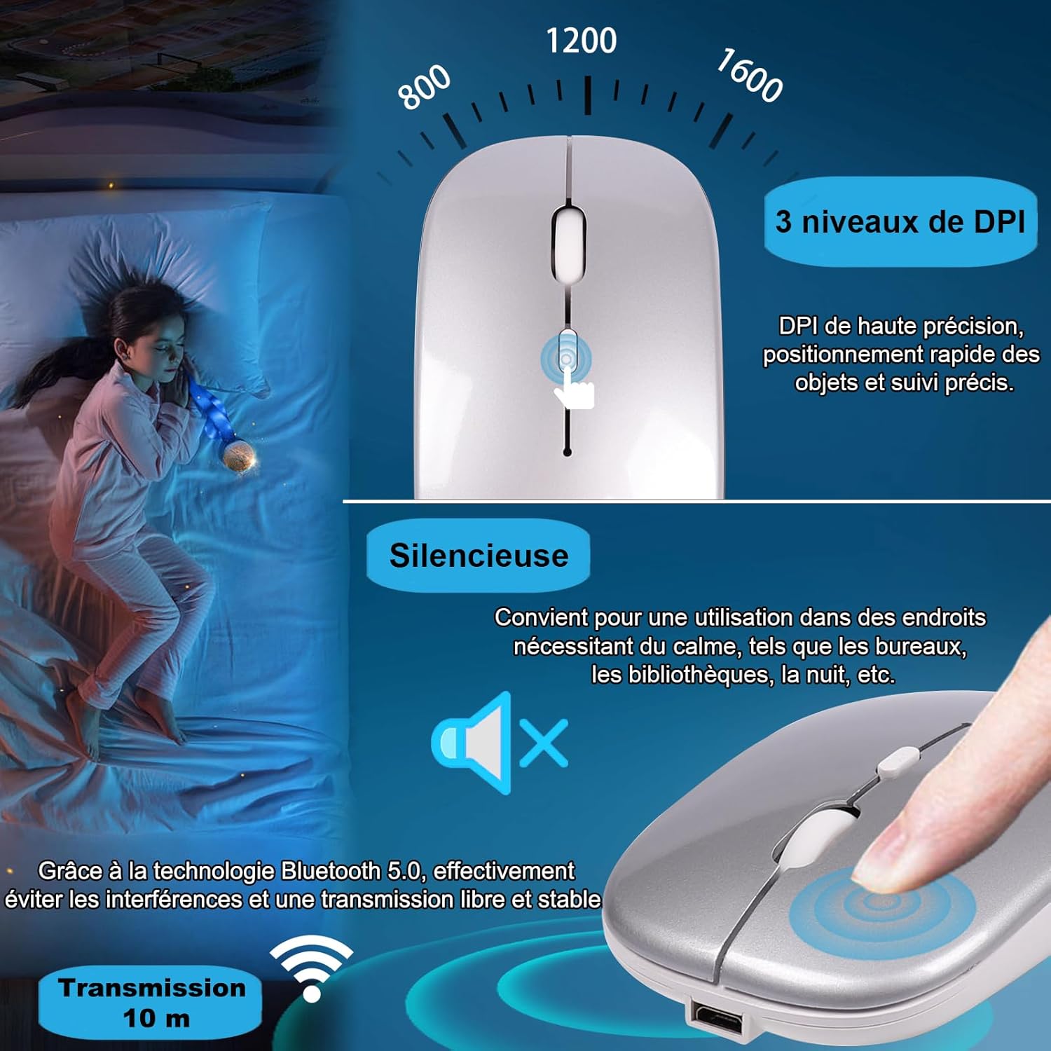 Set Tastiera e Mouse Wireless 2.4GHz e Bluetooth, QWERTY - immagine 5