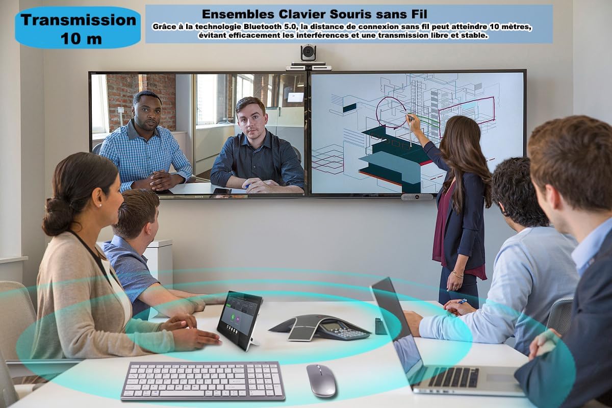 Set Tastiera e Mouse Wireless 2.4GHz e Bluetooth, QWERTY - immagine 6