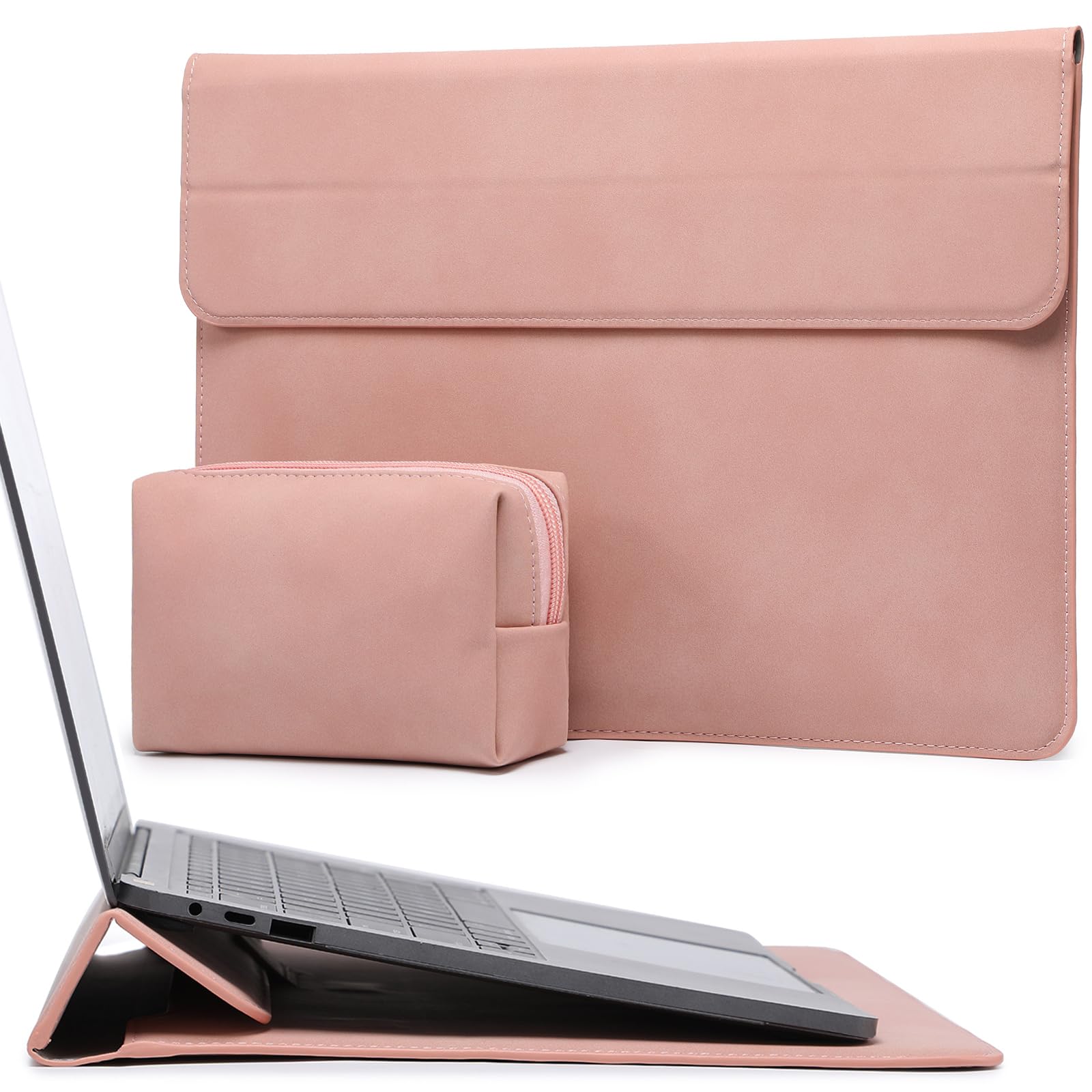 HYZUO 13 Pollici Custodie per PC Portatile Borsa con Funzione Stand per 2025-2018 MacBook Air 13 M4 M3 M2 M1, 2025-2016 MacBook Pro 13 M2 M1, 13 iPad Pro/Air, Surface Pro 11/10/9, XPS 13, Rosa