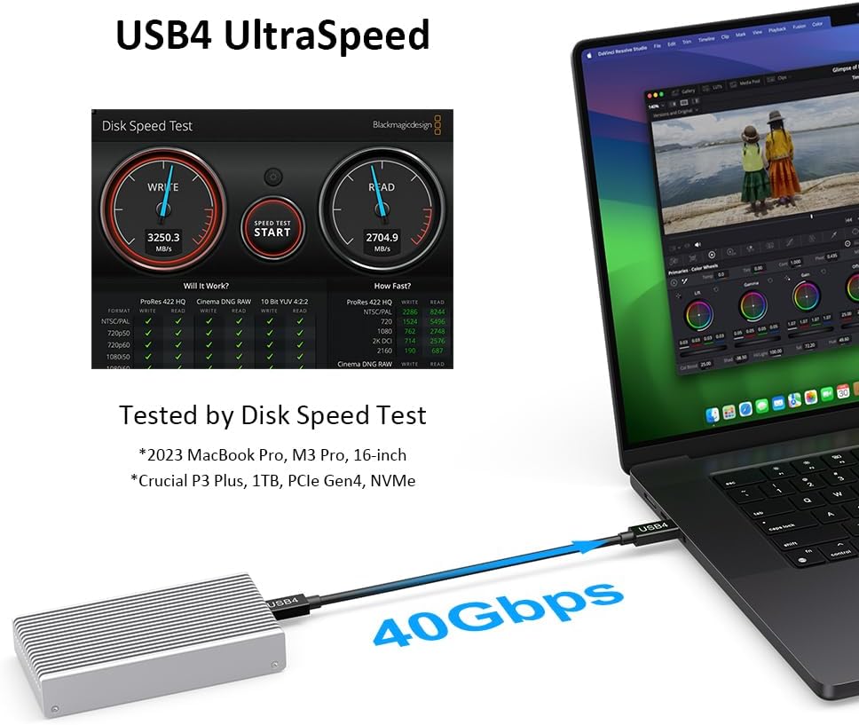 Akkyajaure Enclosure M.2 NVMe SSD Fanless 40Gbps, Silver - immagine 2