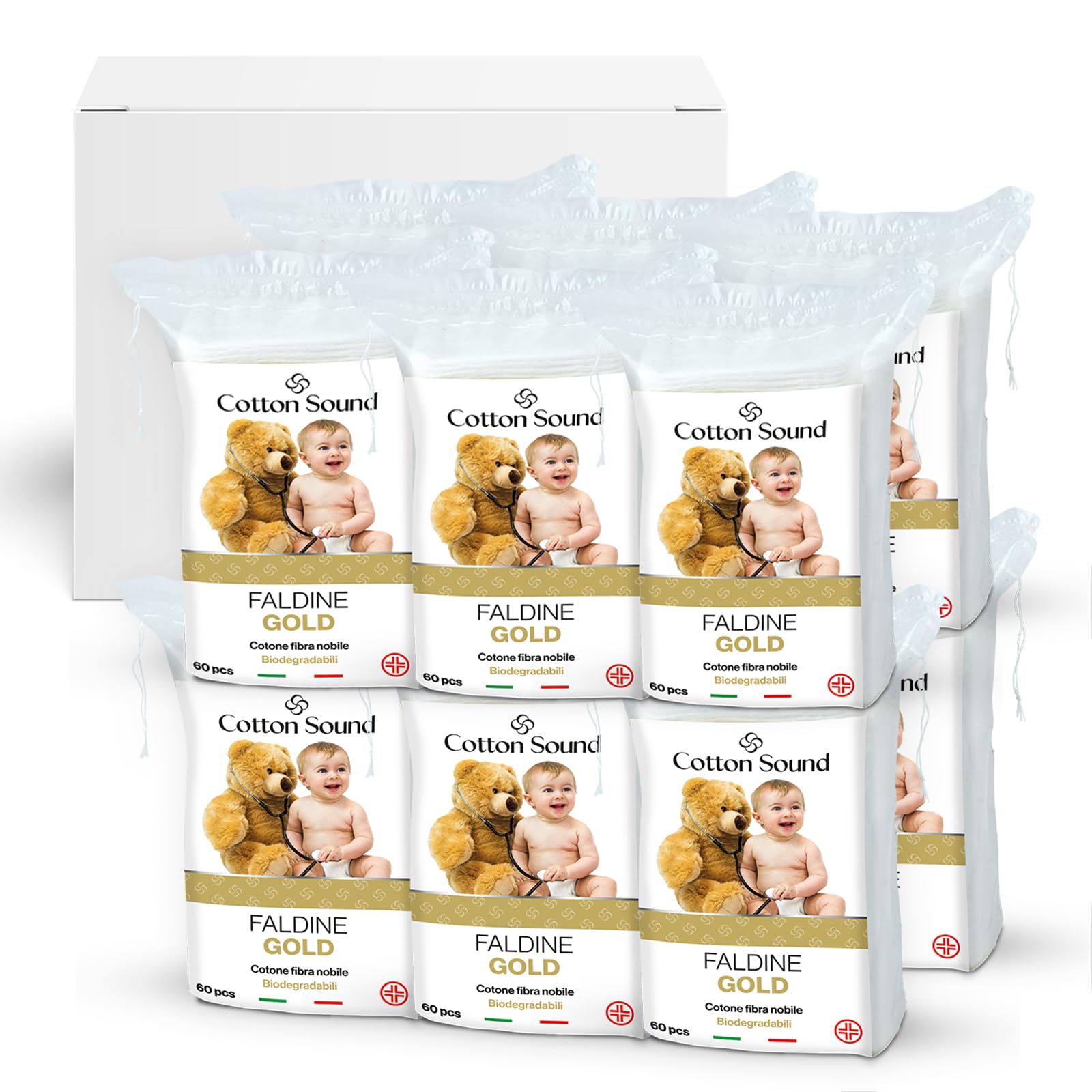 Cotton Sound GOLD BABY Faldine 12x60 Pezzi, 9x11 cm