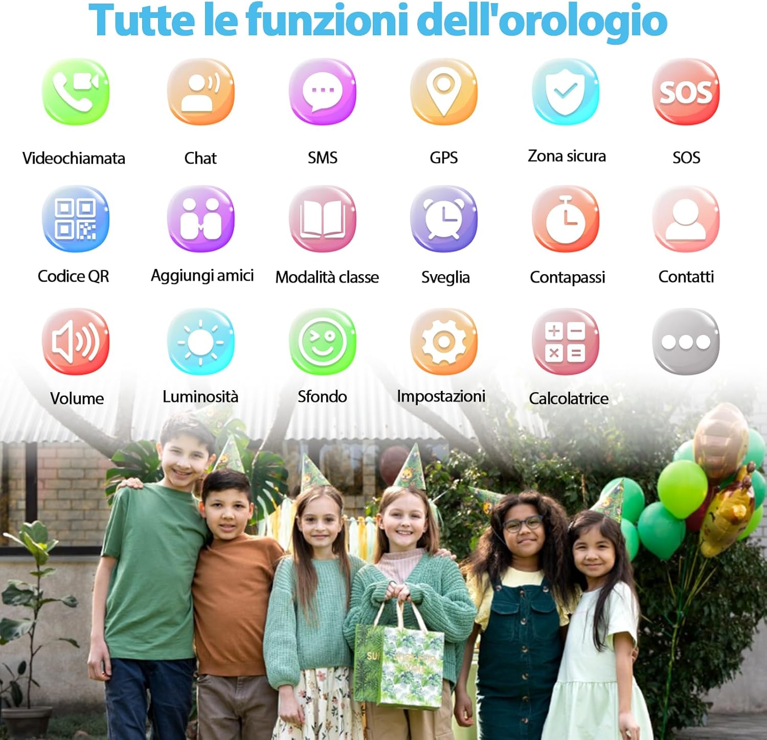 Smartwatch Bambini 4G GPS - Telefono Videochiamata, Nero - immagine 6