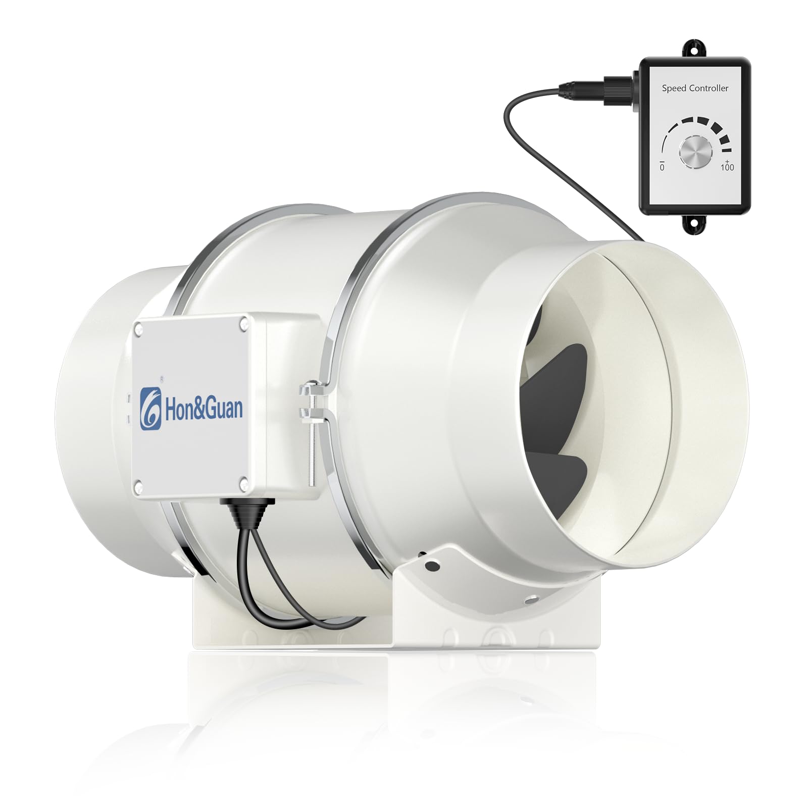 Hon&guan Ventola Aspirazione 150mm con Controllo Velocità, Bianco