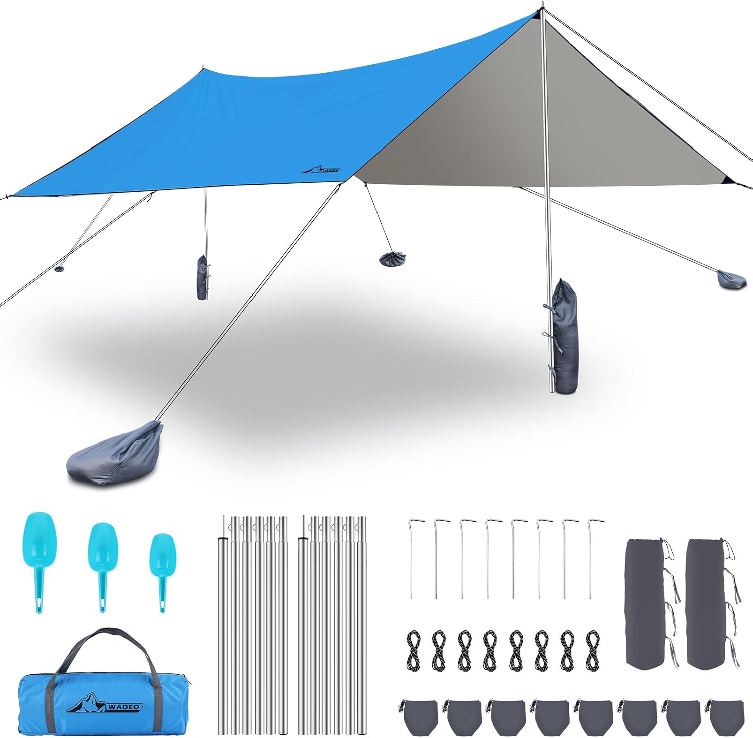 Wadeo Telo Campeggio 12x12FT Impermeabile, Blu