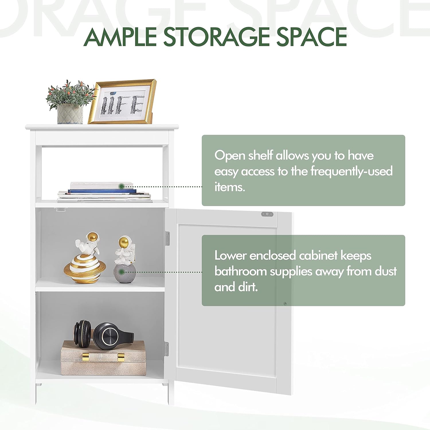 Yaheetech Mobile da Bagno 45x30x83.5cm, Bianco - immagine 6